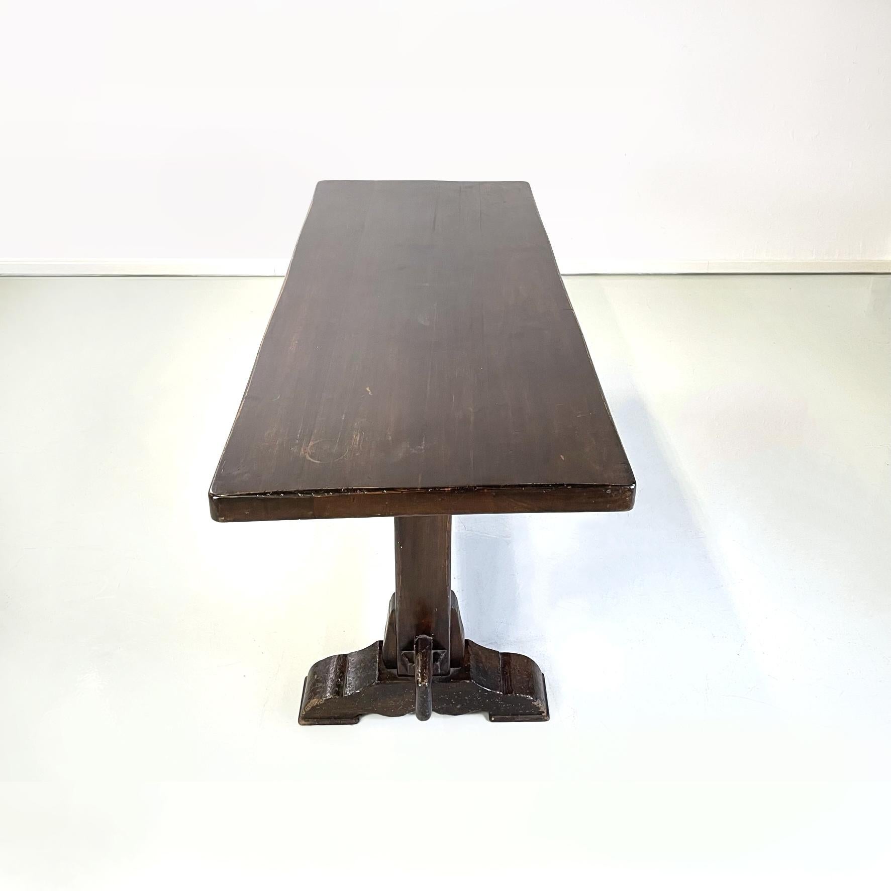 Early 20th Century Italian Antique Wooden Rectangular Dining Table, Early 1900s