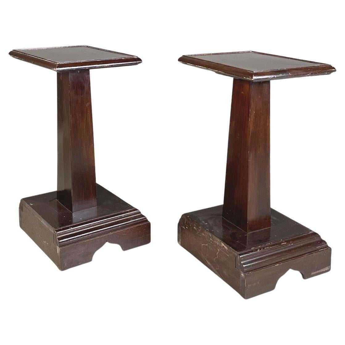 Italian Antique Wooden Side Tables or Pedestals, Early 1900s