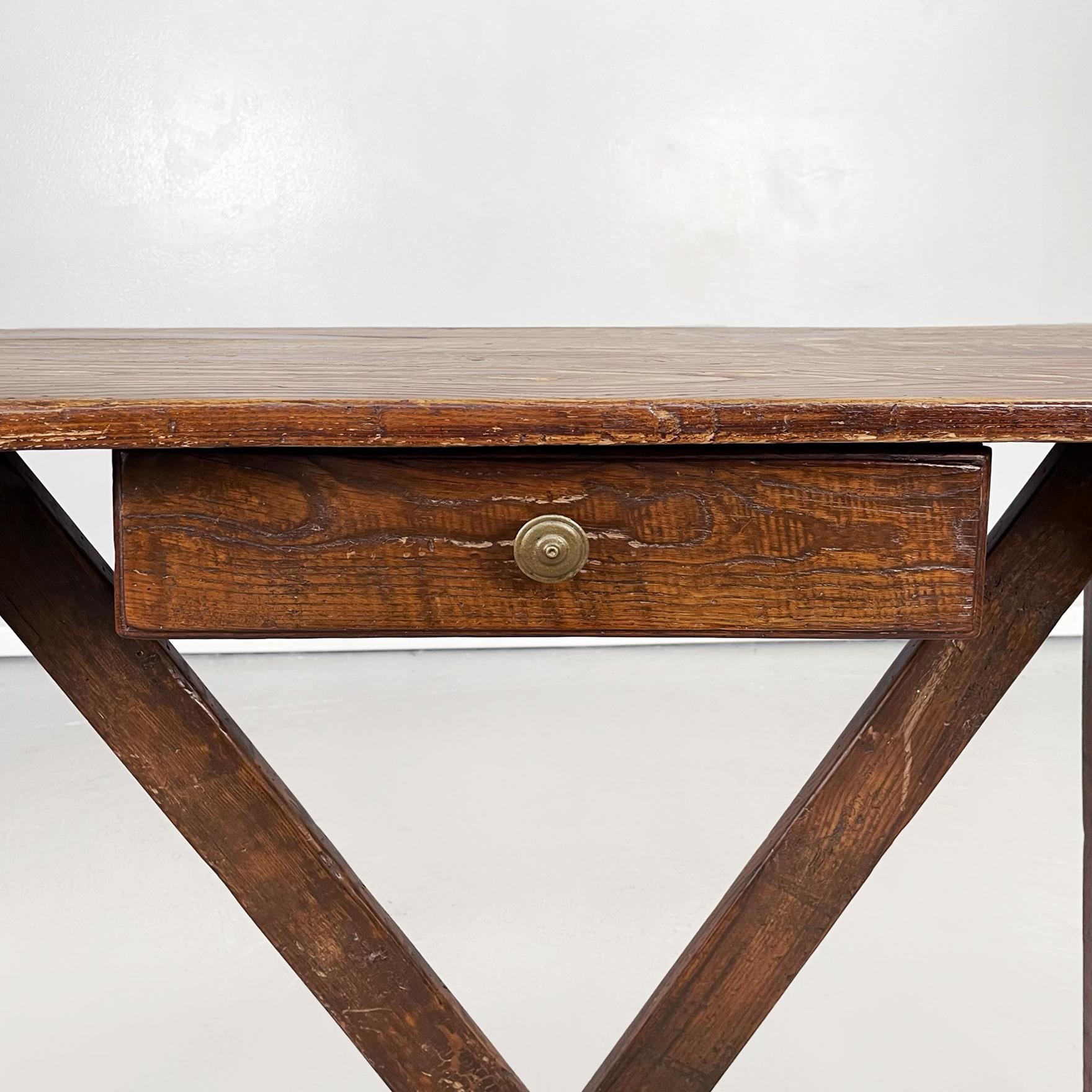 Italian Antique Wooden Table Fratino with a Drawer, 1900s For Sale 6