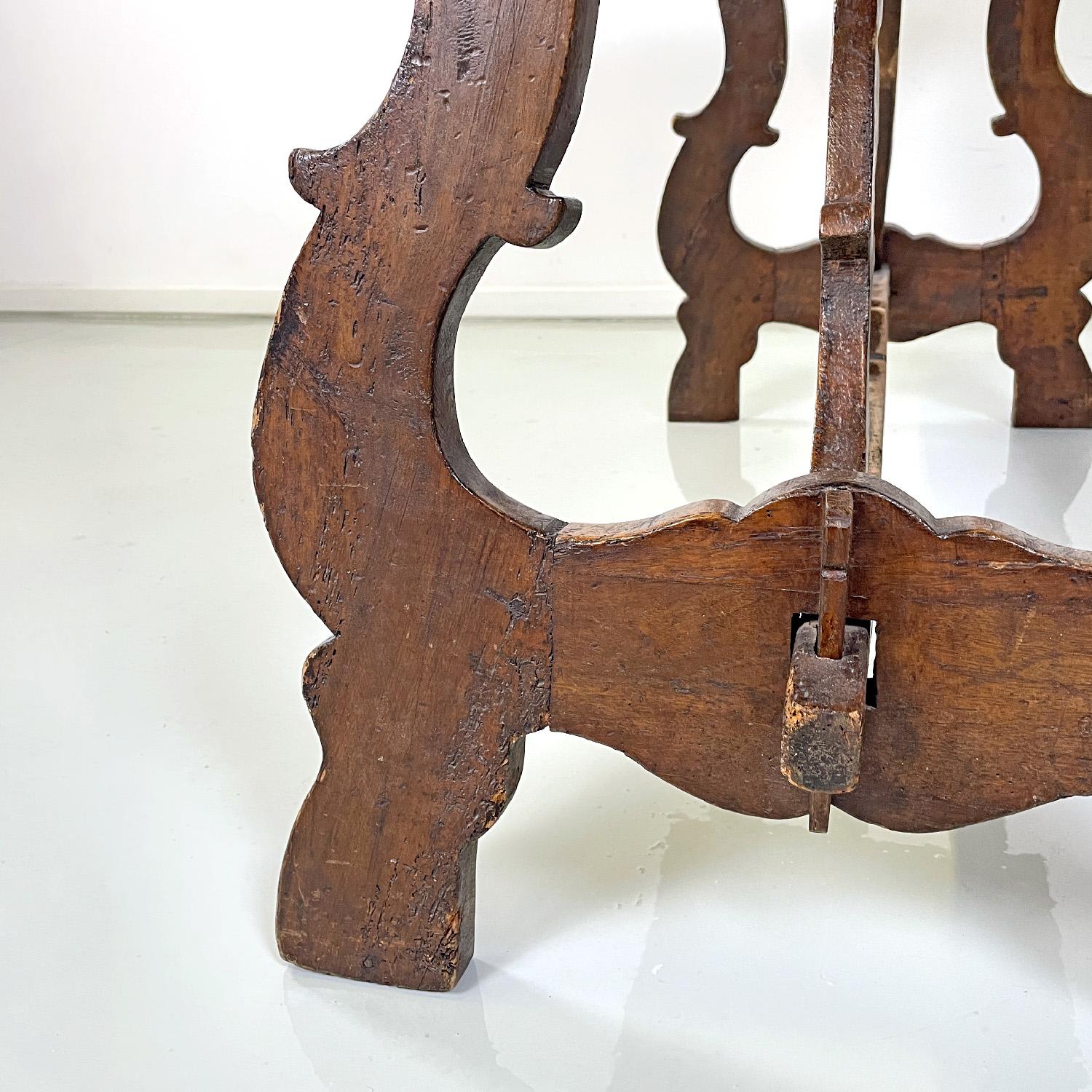 Italian antique wooden table with lyre legs, 1800s  For Sale 7
