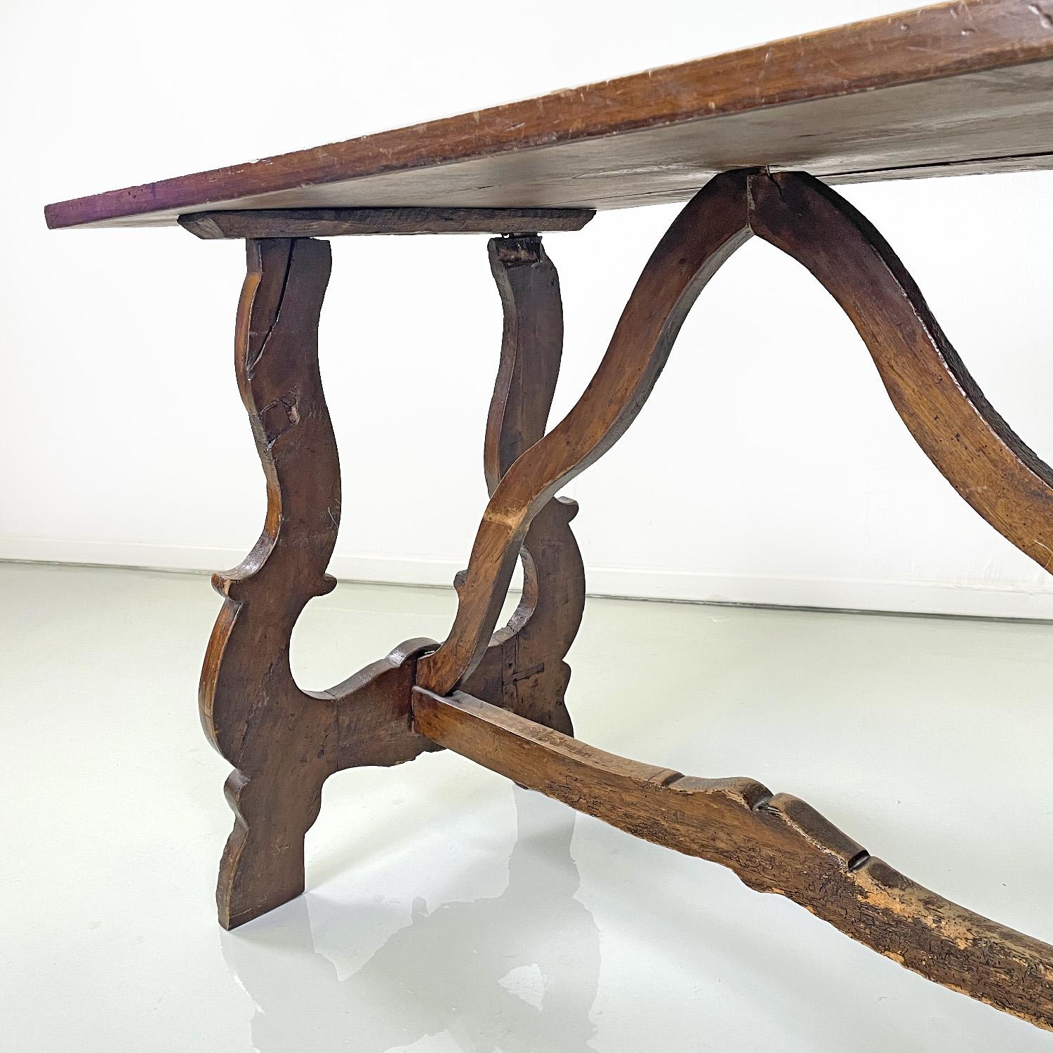Italian antique wooden table with lyre legs, 1800s  For Sale 2