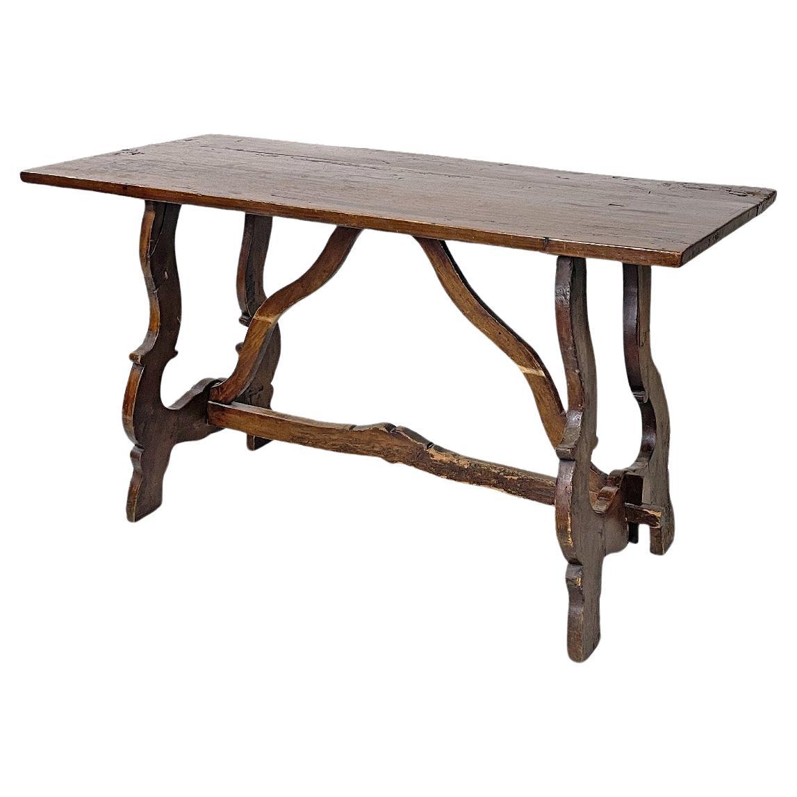 Italian antique wooden table with lyre legs, 1800s  For Sale