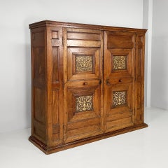 Italian antique wooden wardrobe with decorated doors, 1800s
