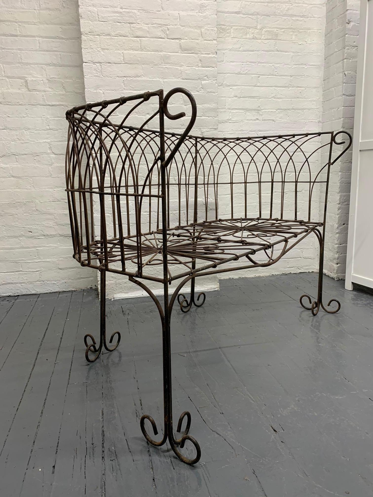 vintage wrought iron bench for sale