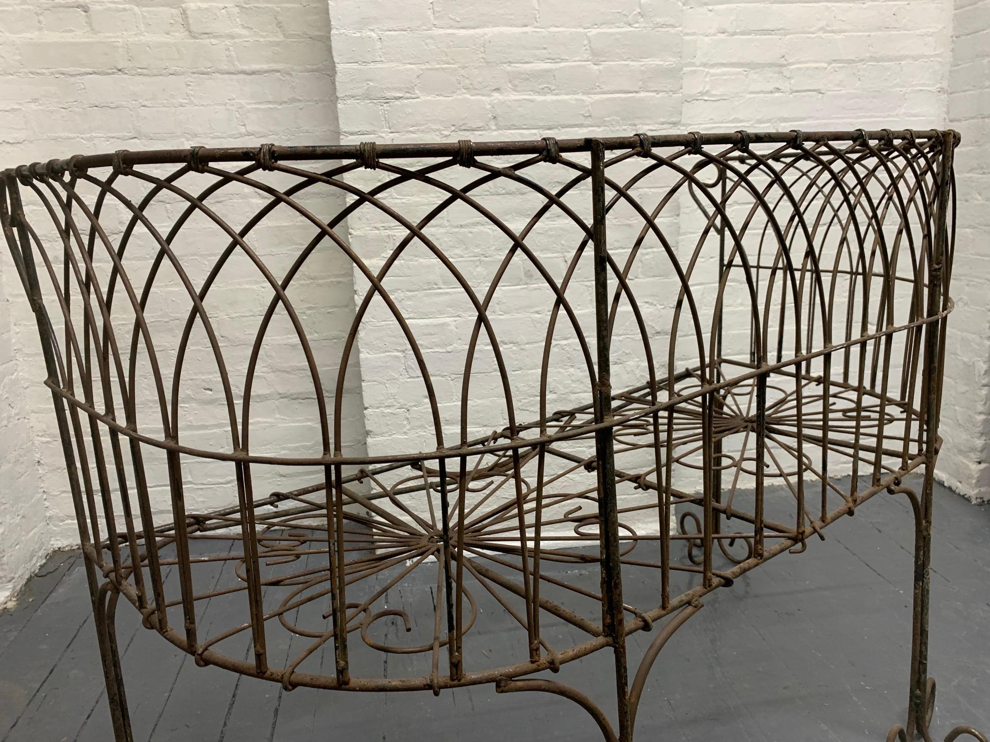 Early 20th Century Italian Antique Wrought Iron Bench For Sale