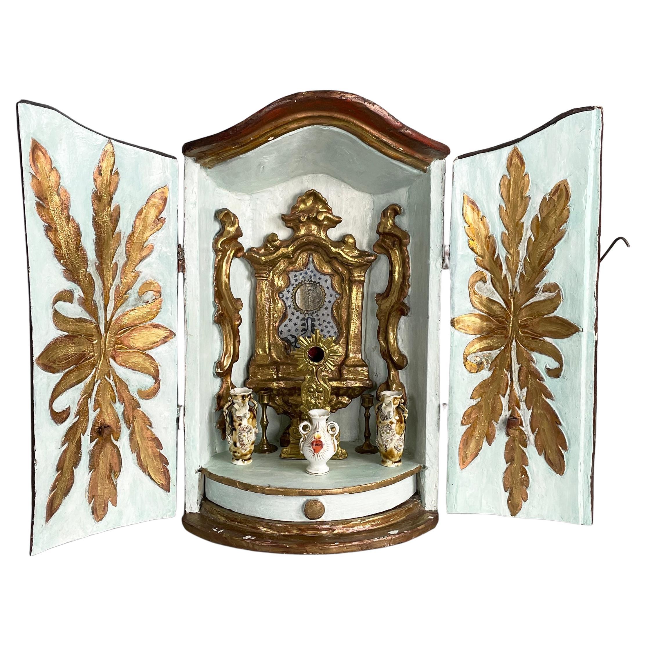 Antiquités italiennes table d'autel religieux en bois finement fabriquée à la main, années 1700