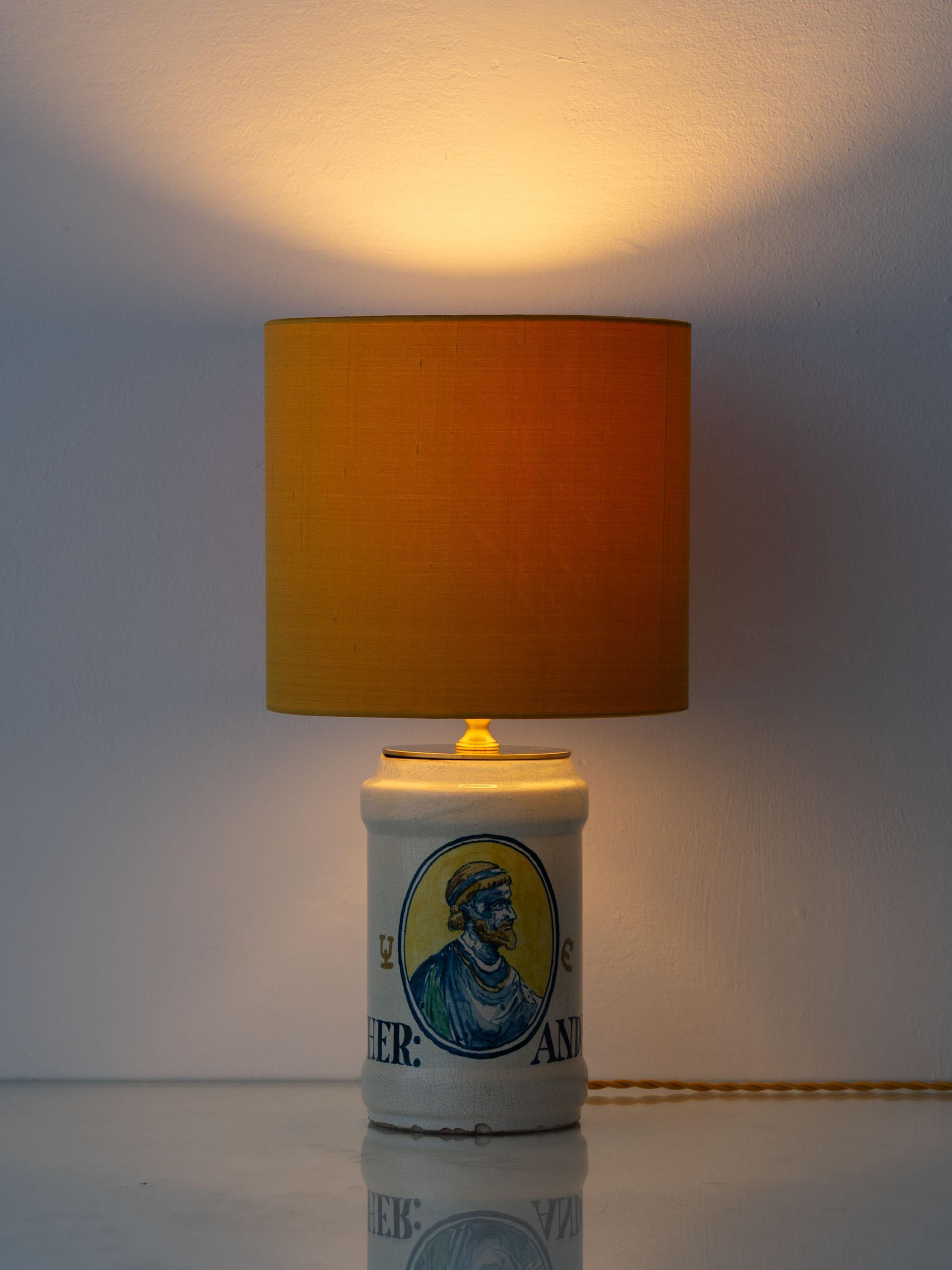 Italian Apothecary Pharmacy Albarello Ceramic Table Lamp, circa 1870-1885 For Sale 4