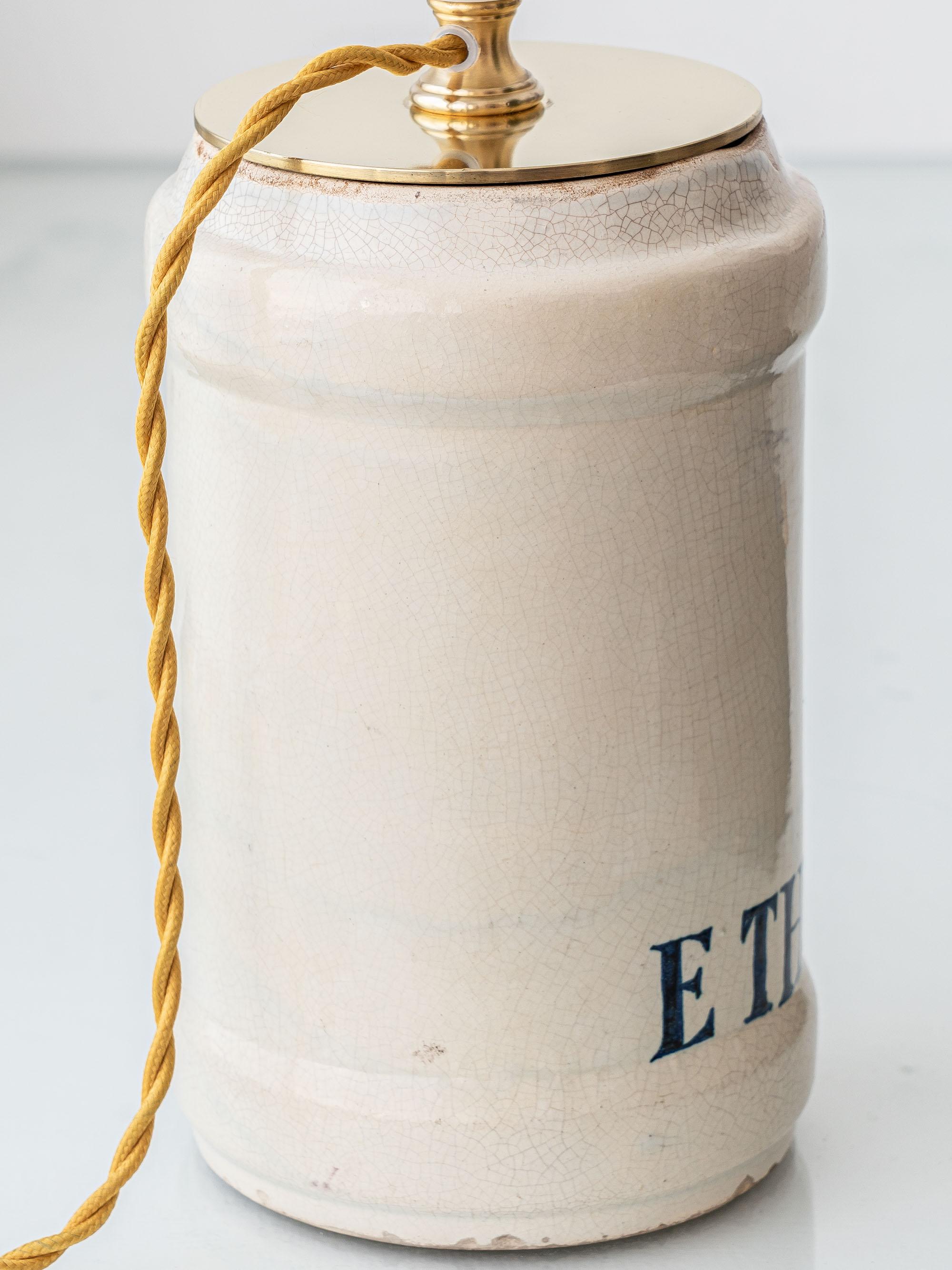 Italian Apothecary Pharmacy Albarello Ceramic Table Lamp, circa 1870-1885 For Sale 1