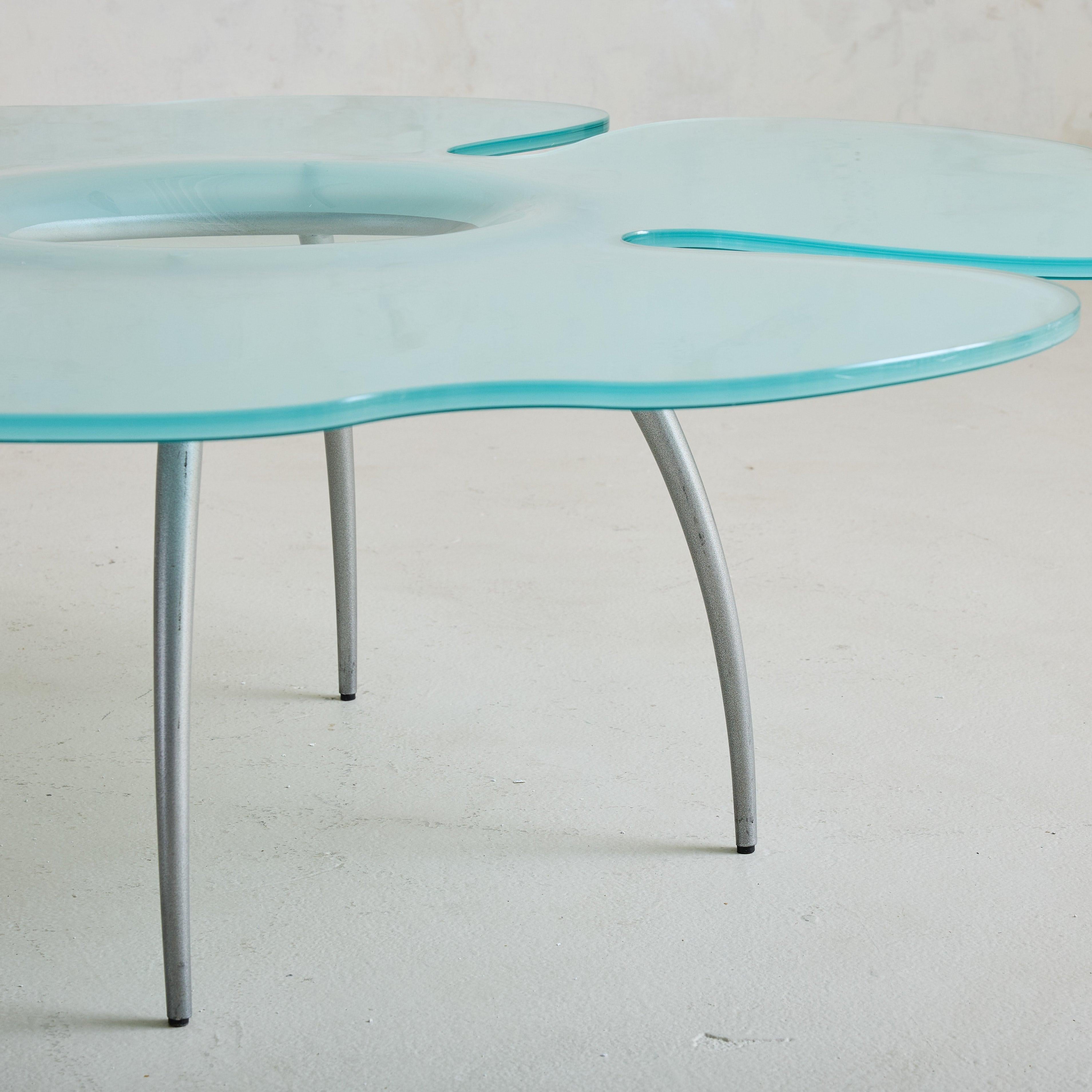 Mesa de centro italiana Aqua Catalan Flower de Glas Italia, años 90 en venta 3
