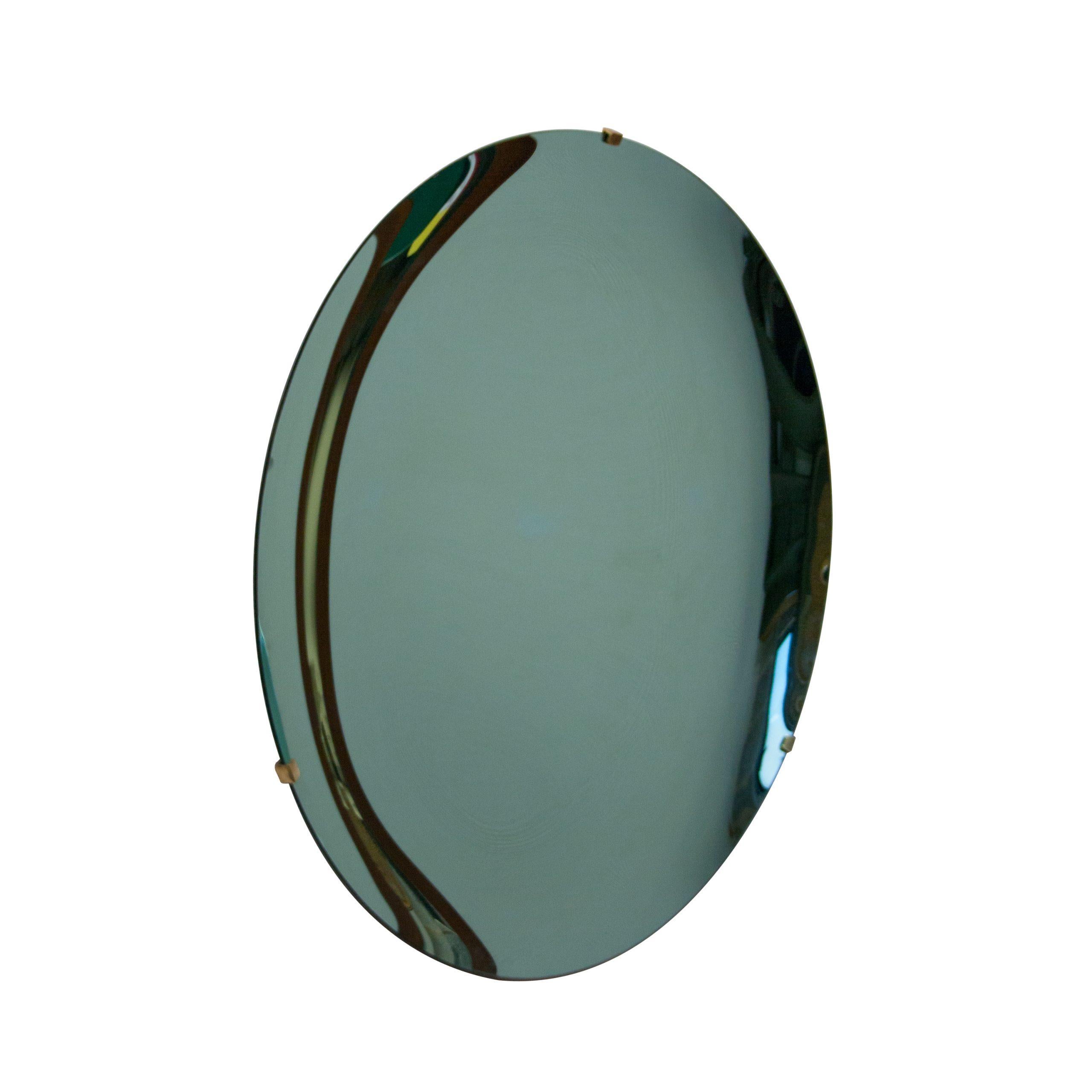 Mid-Century Modern  Italian Aquamarin Concave Handcrafted Murano Glass Rounded Mirror, Italy, 2022