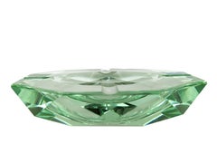Italienischer Aquamarin-Aschenbecher aus facettiertem Glas in der Art von Fontana Arte, 1960er Jahre