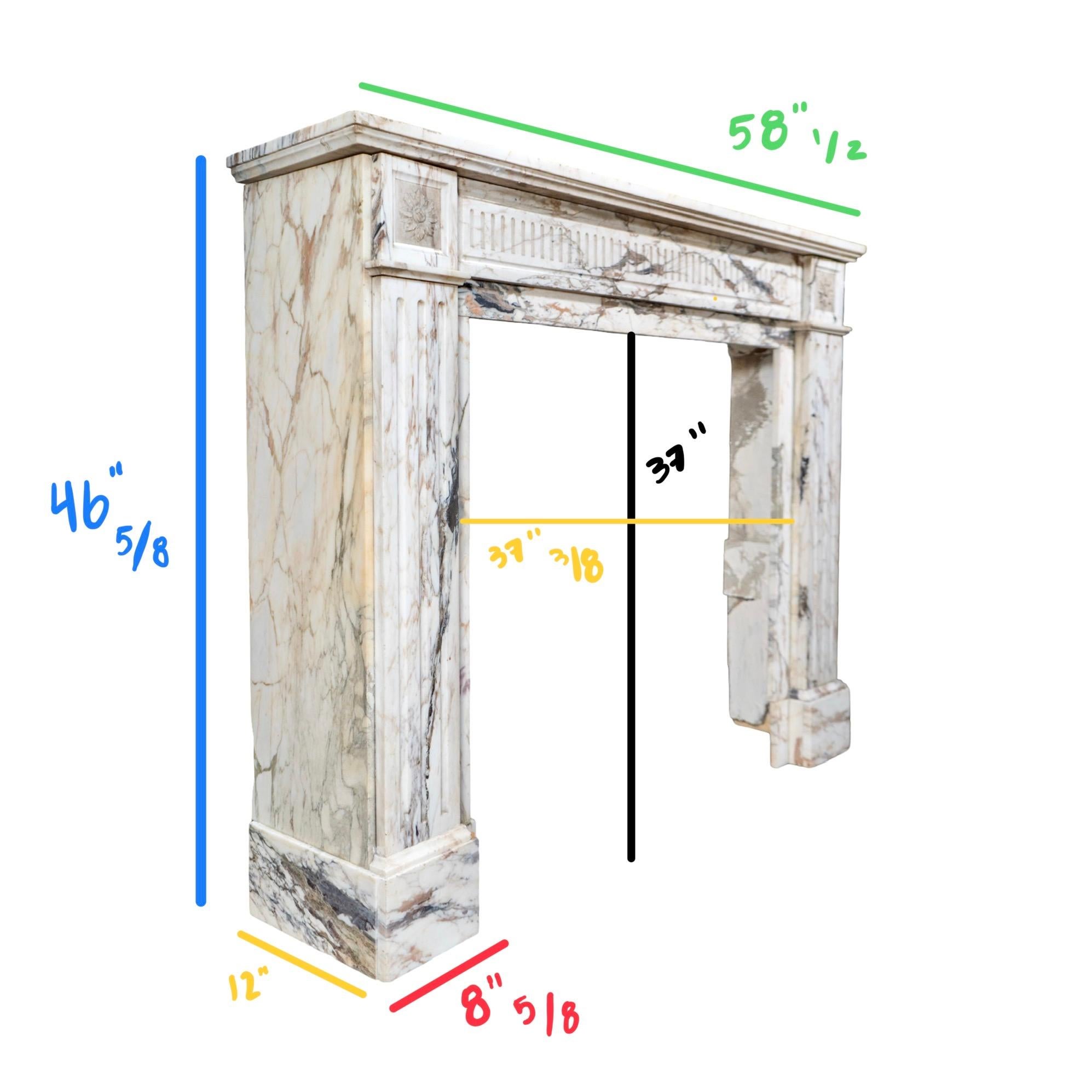 Italian Arabescato Corchia Marble Mantel For Sale 5