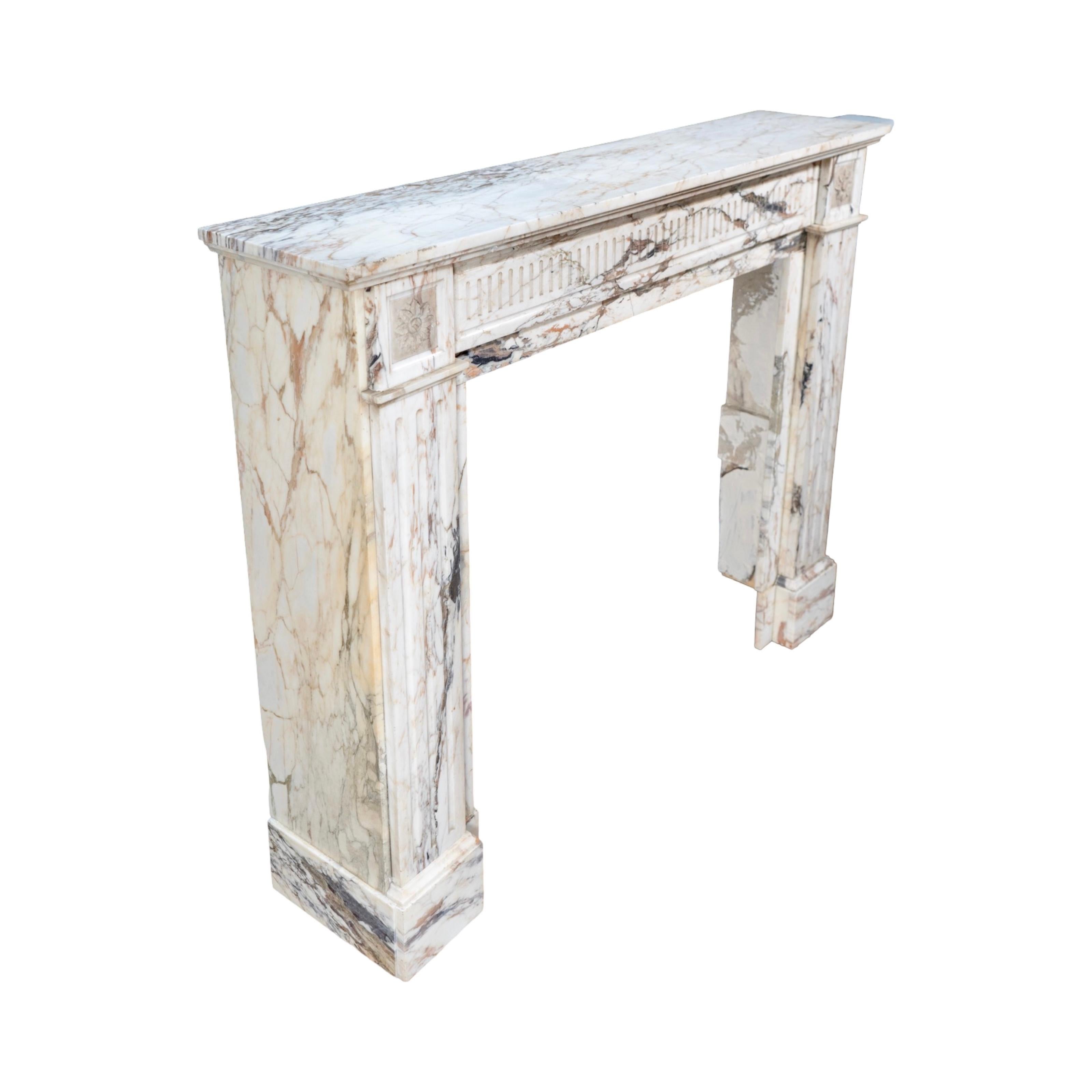 Breccia Marble Italian Arabescato Corchia Marble Mantel For Sale