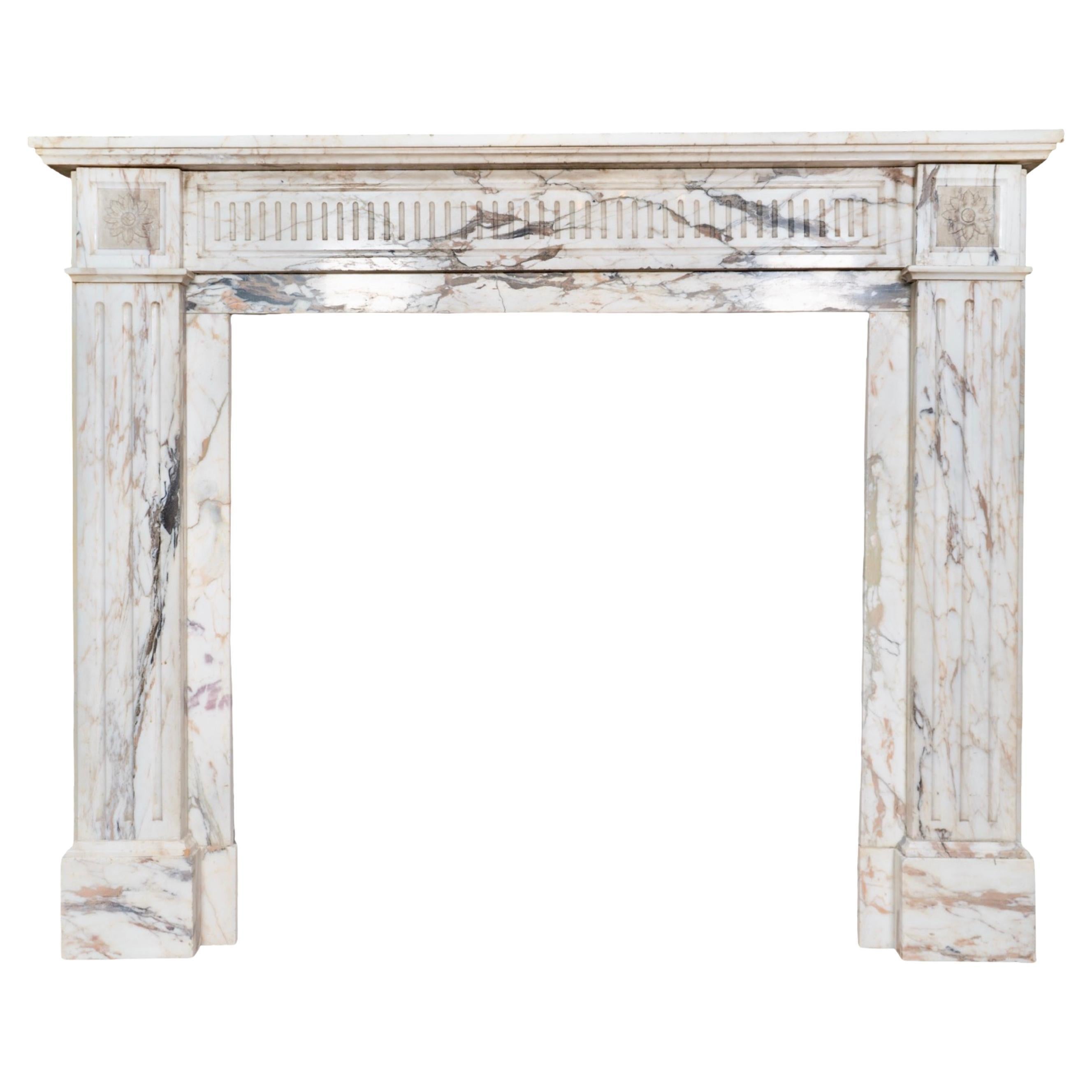Italian Arabescato Corchia Marble Mantel For Sale