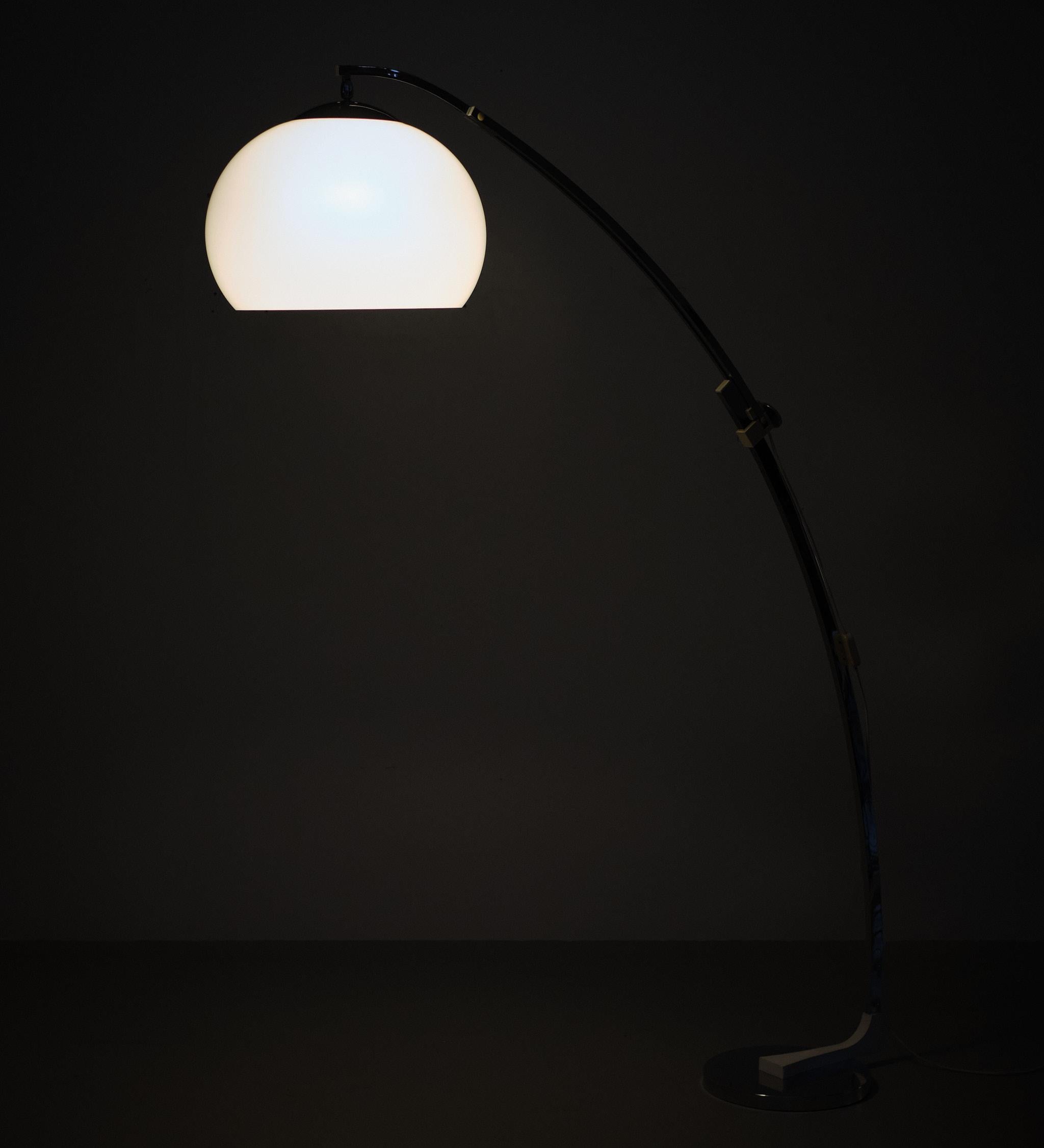 Chrome  Italian Arc Floor Lamp by Goffredo Reggiani   1970s For Sale