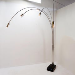 Italienische Stehleuchte mit 5 Armen aus gebürstetem Chrom - 1970er