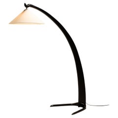 Italian Arc-Shaped Black Floorlamp, 1950s