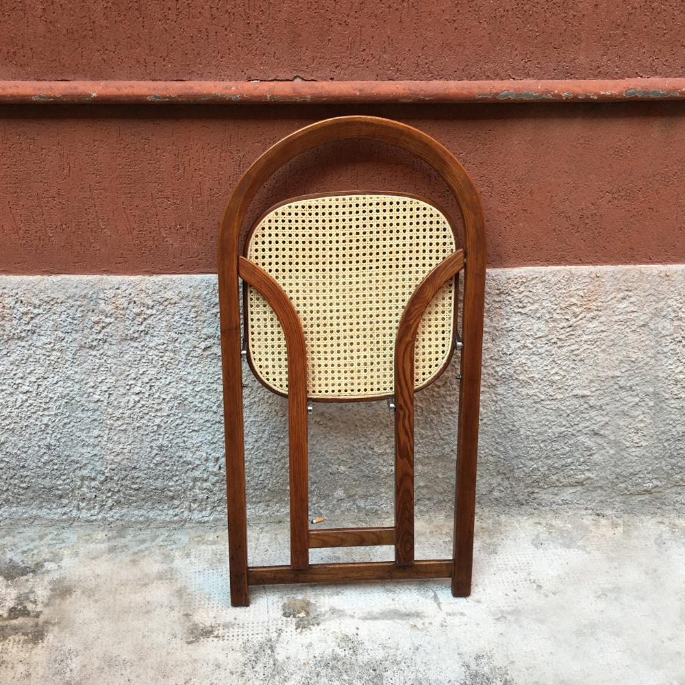 Straw Italian Arca folding chairs by Gigi Sabadin for Crassevig in the 1970s