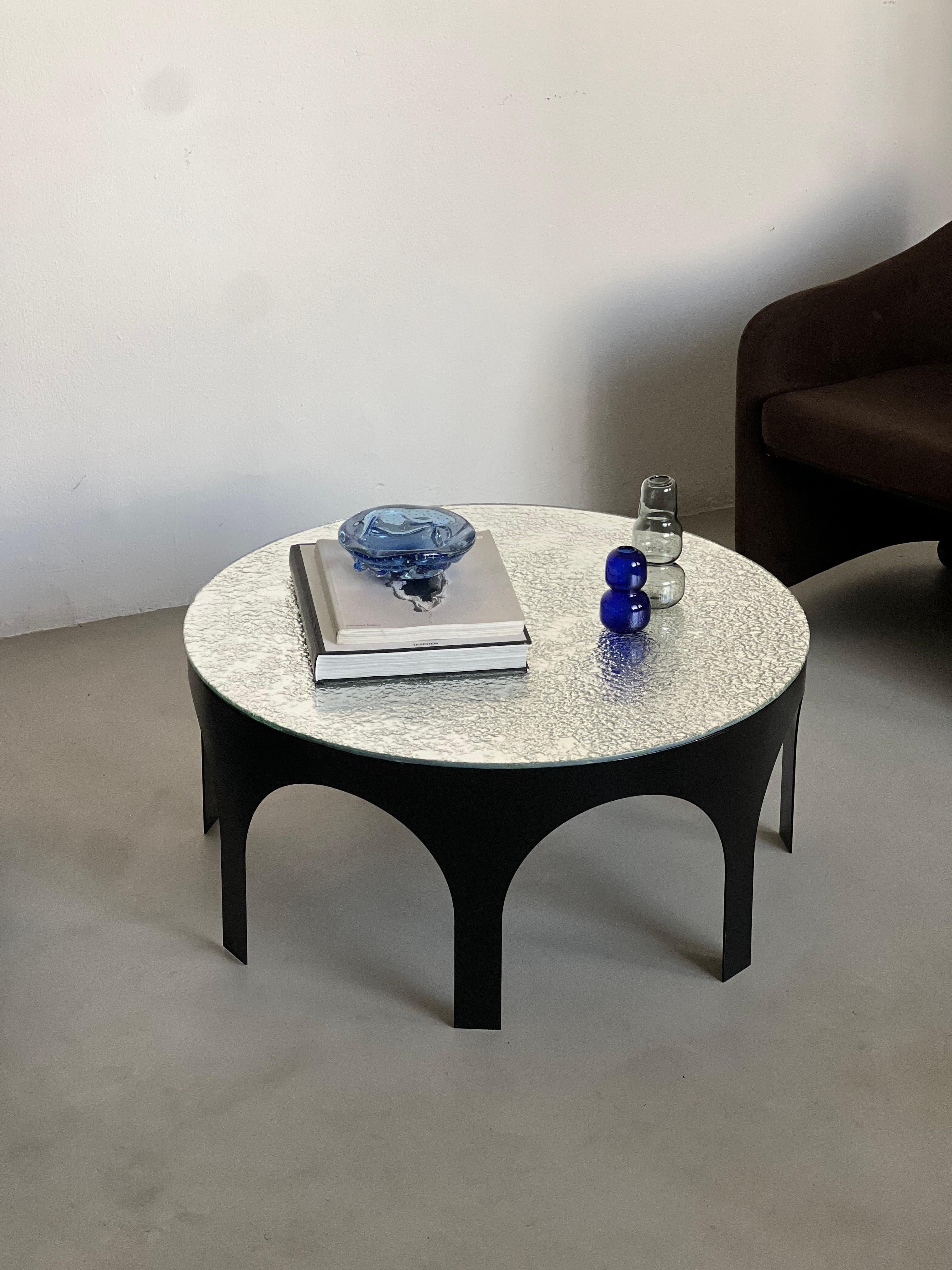 Table basse Arches « Palladium » de Spinzi Milano en métal et verre, unique en vente 8