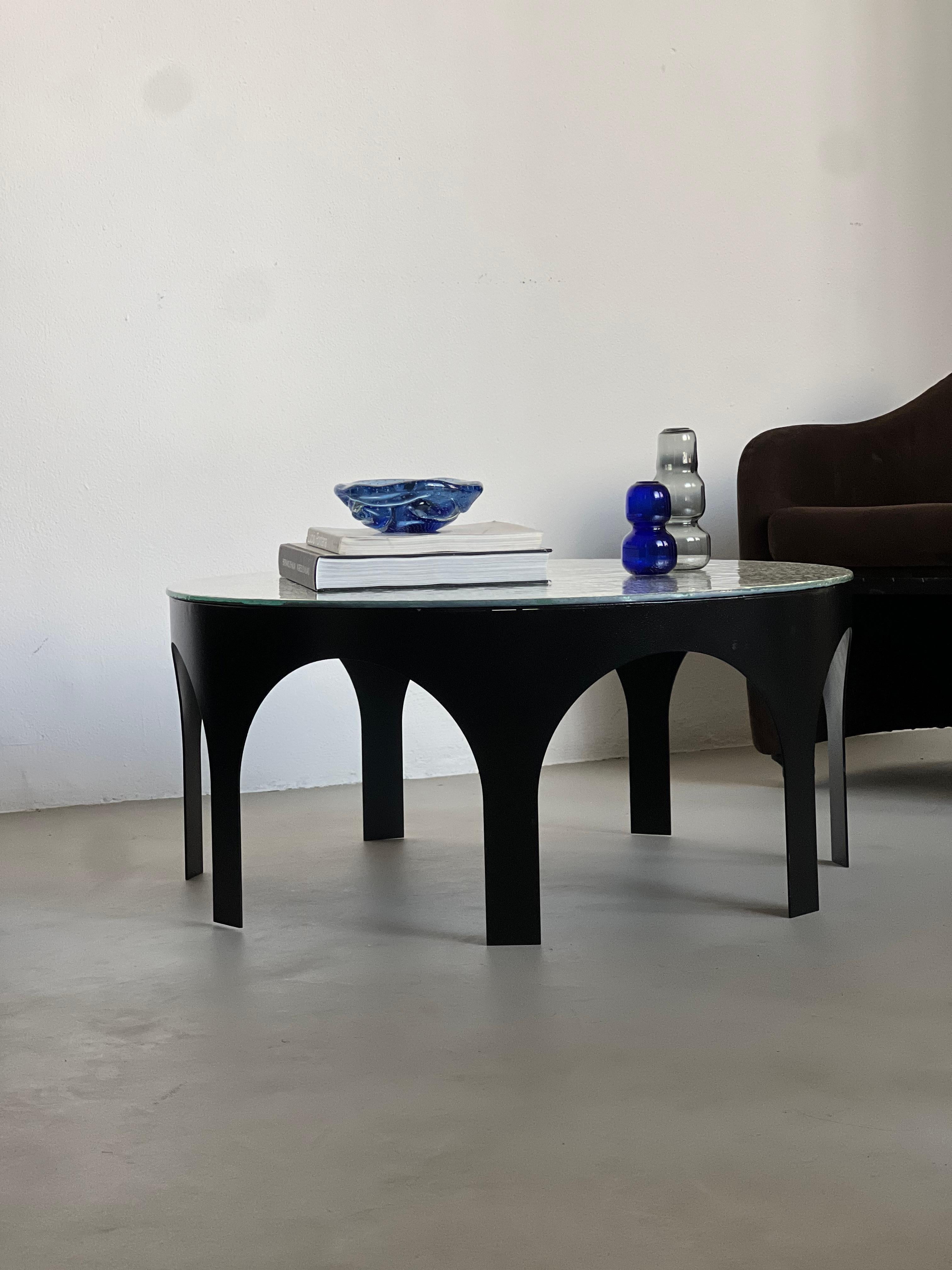 Table basse Arches « Palladium » de Spinzi Milano en métal et verre, unique en vente 9