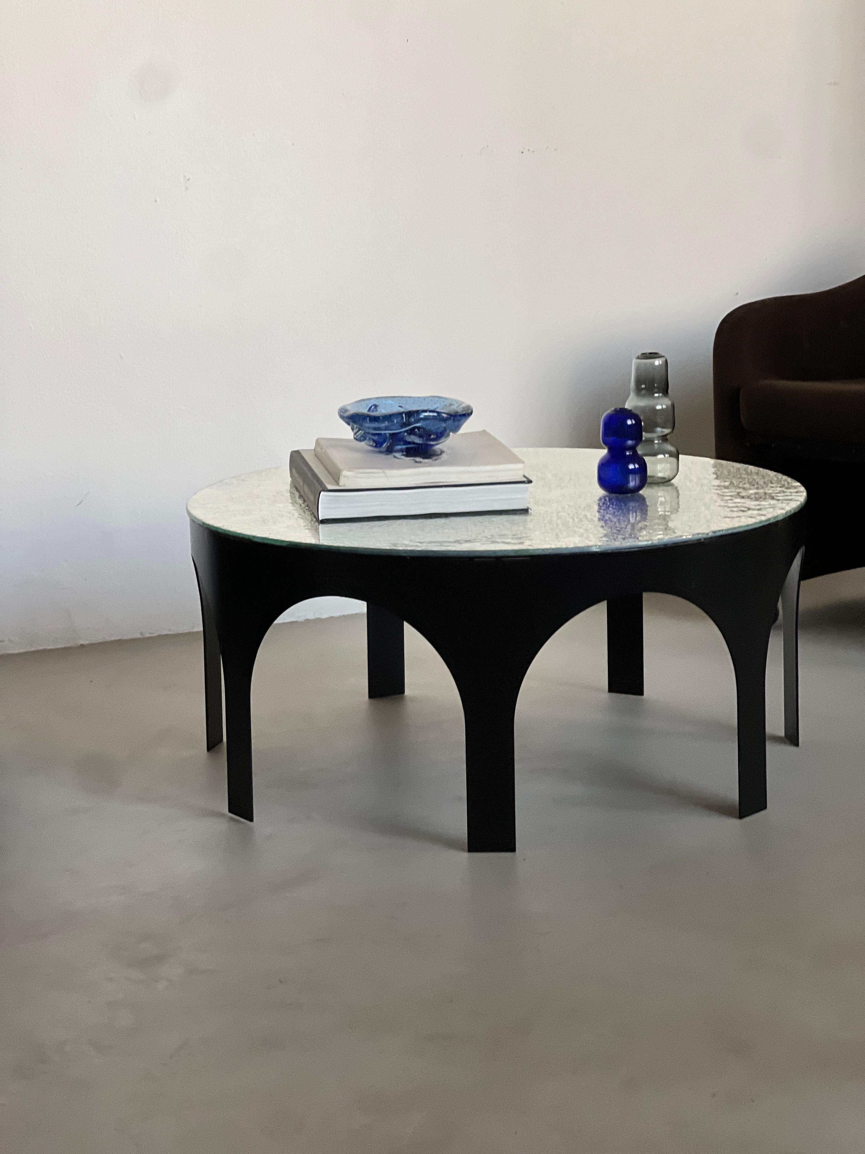 Table basse Arches « Palladium » de Spinzi Milano en métal et verre, unique en vente 10