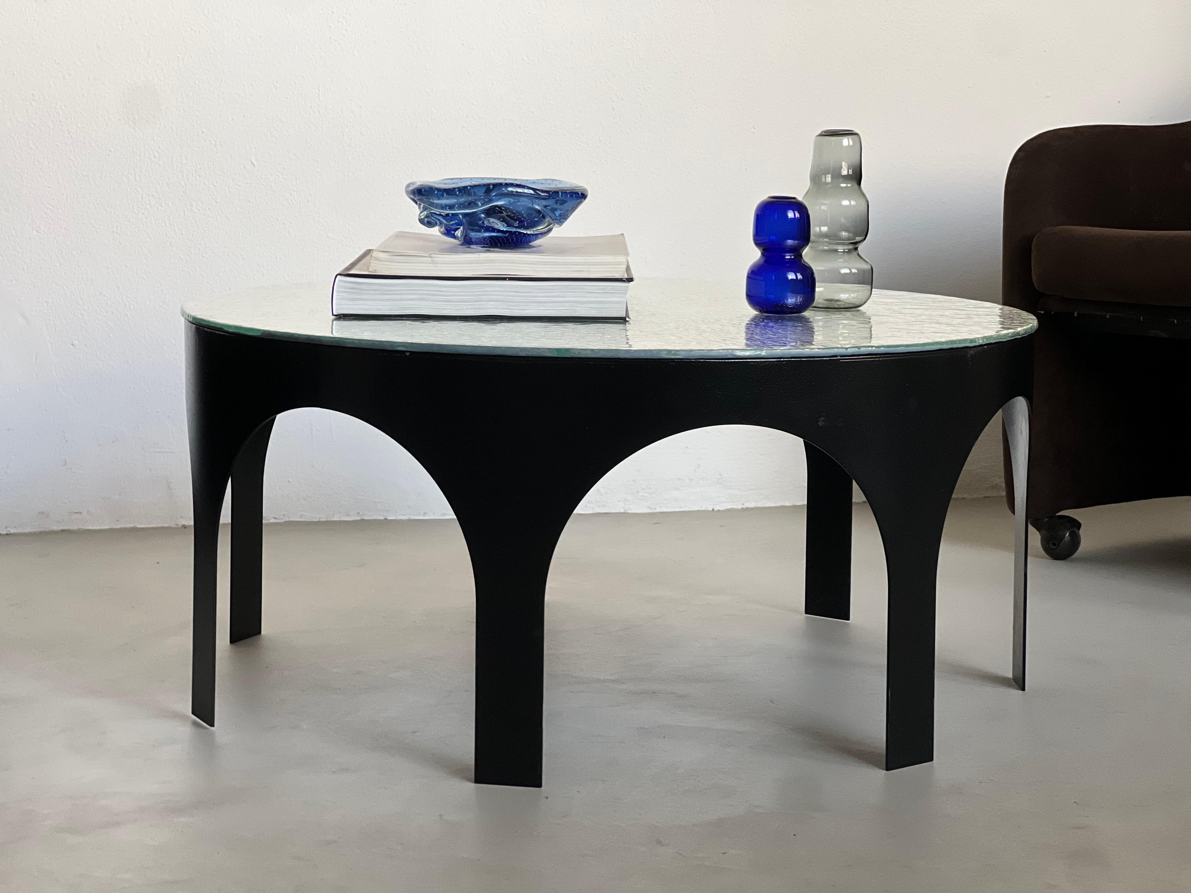 Table basse Arches « Palladium » de Spinzi Milano en métal et verre, unique en vente 12