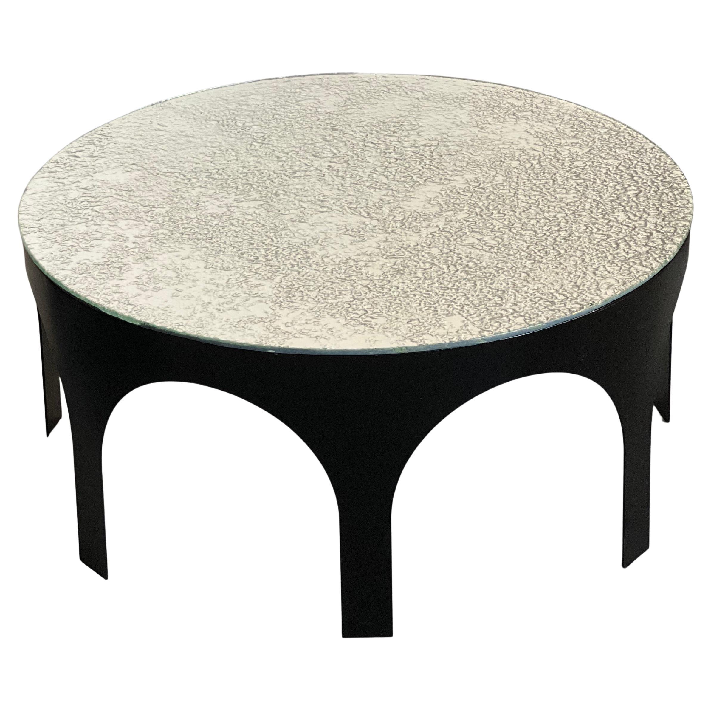 Couchtisch „Palladium“ mit gewölbten Bogenen von Spinzi Milano aus Metall und Glas, Unikat