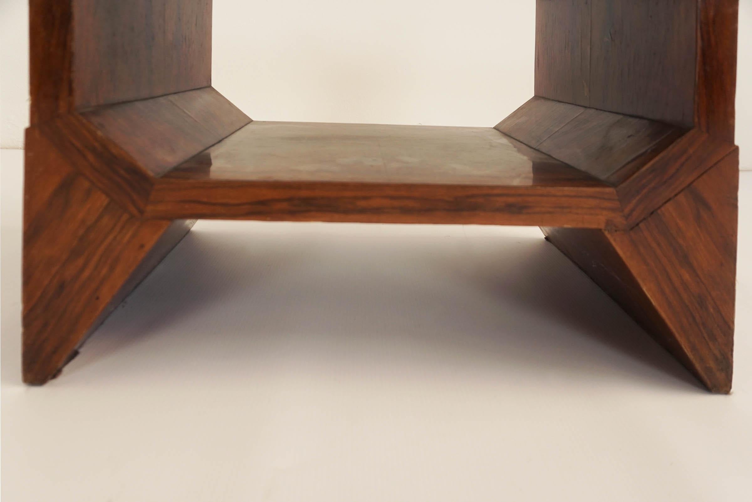 Italian Architectural Art Deco Entrance Stools in Walnut Root 1