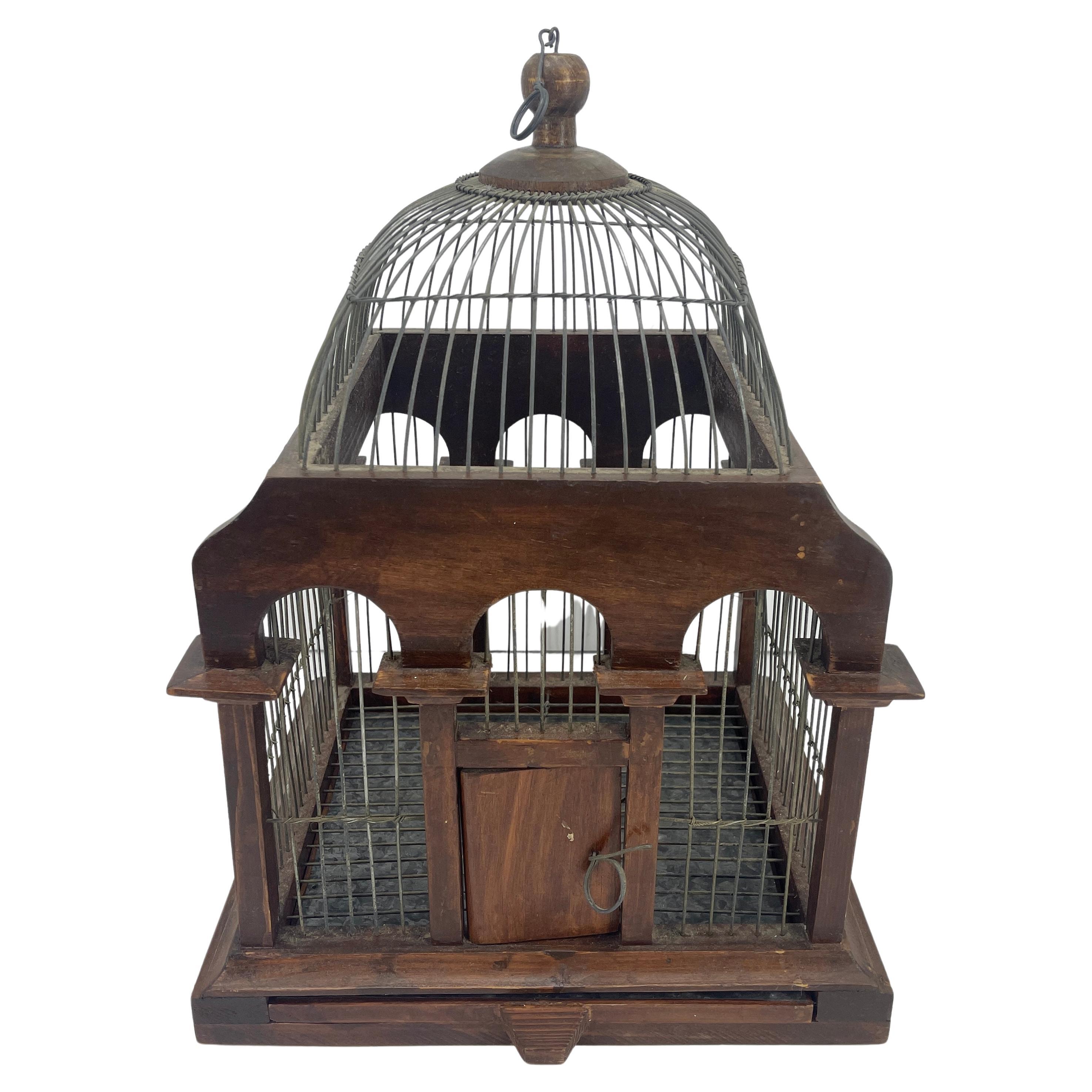 antique wooden bird cage