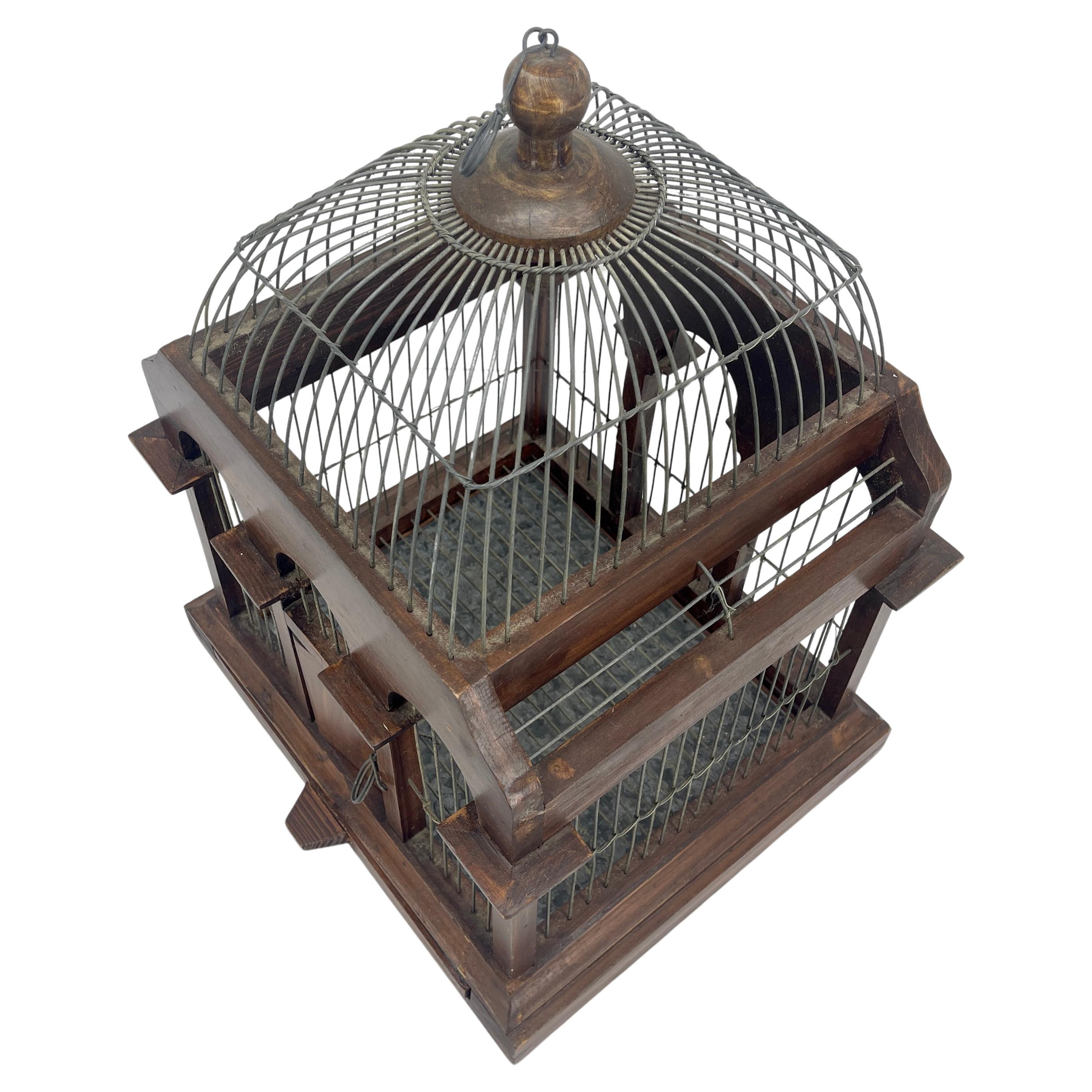 wood bird cage decor