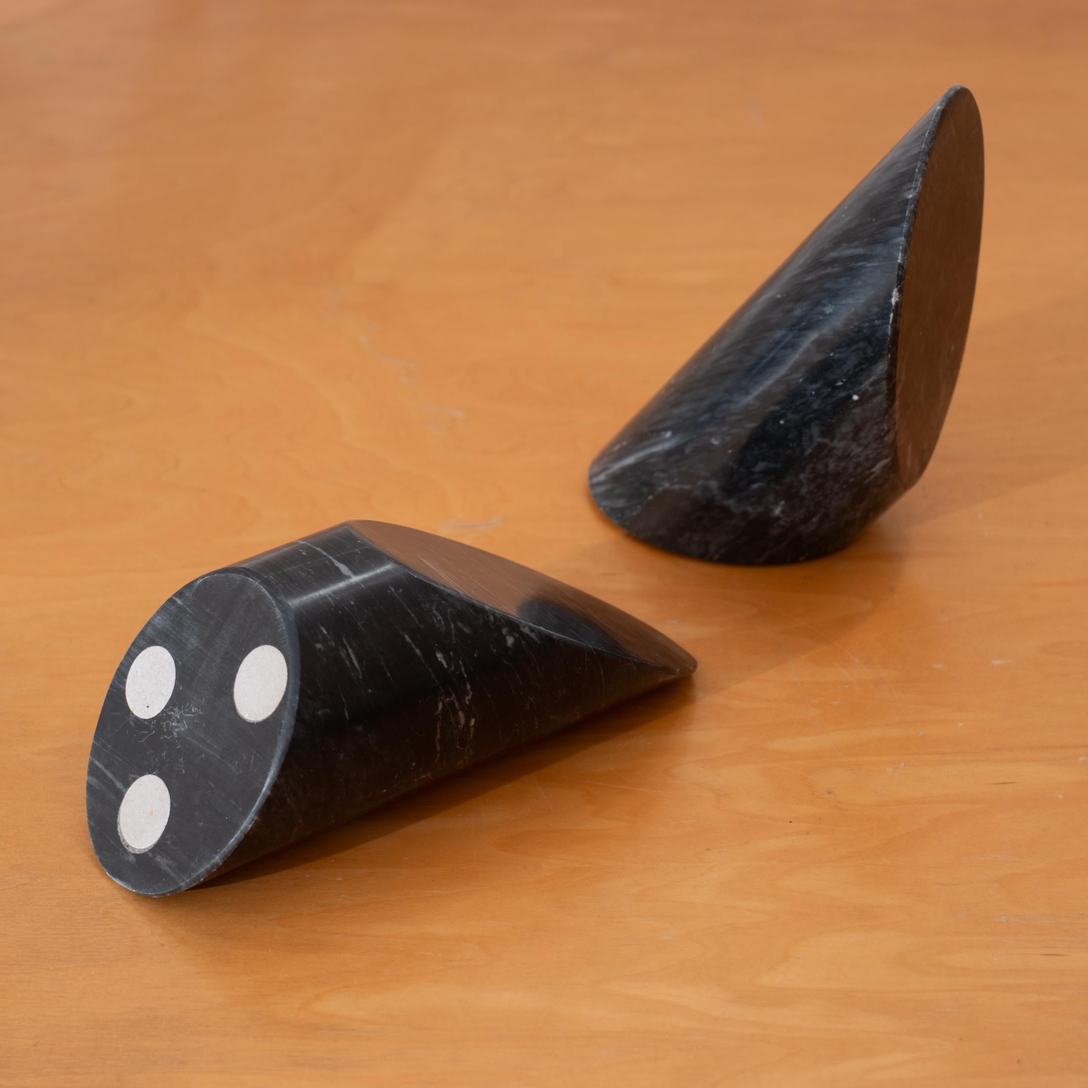 Italian Architectural Black Marble Bookends 1970s For Sale 4