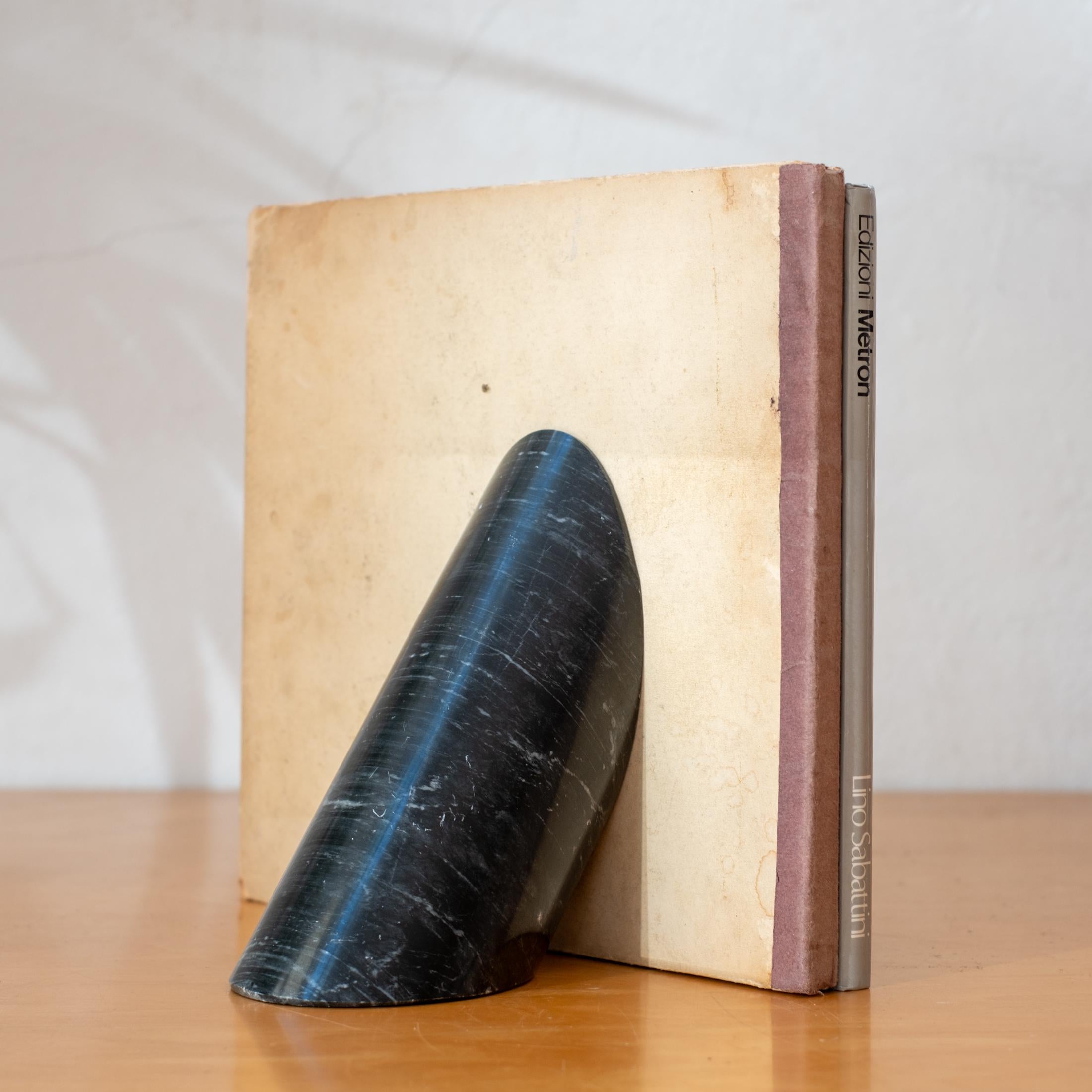 Mid-Century Modern Italian Architectural Black Marble Bookends 1970s For Sale
