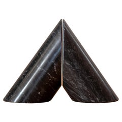 Italian Architectural Black Marble Bookends 1970s