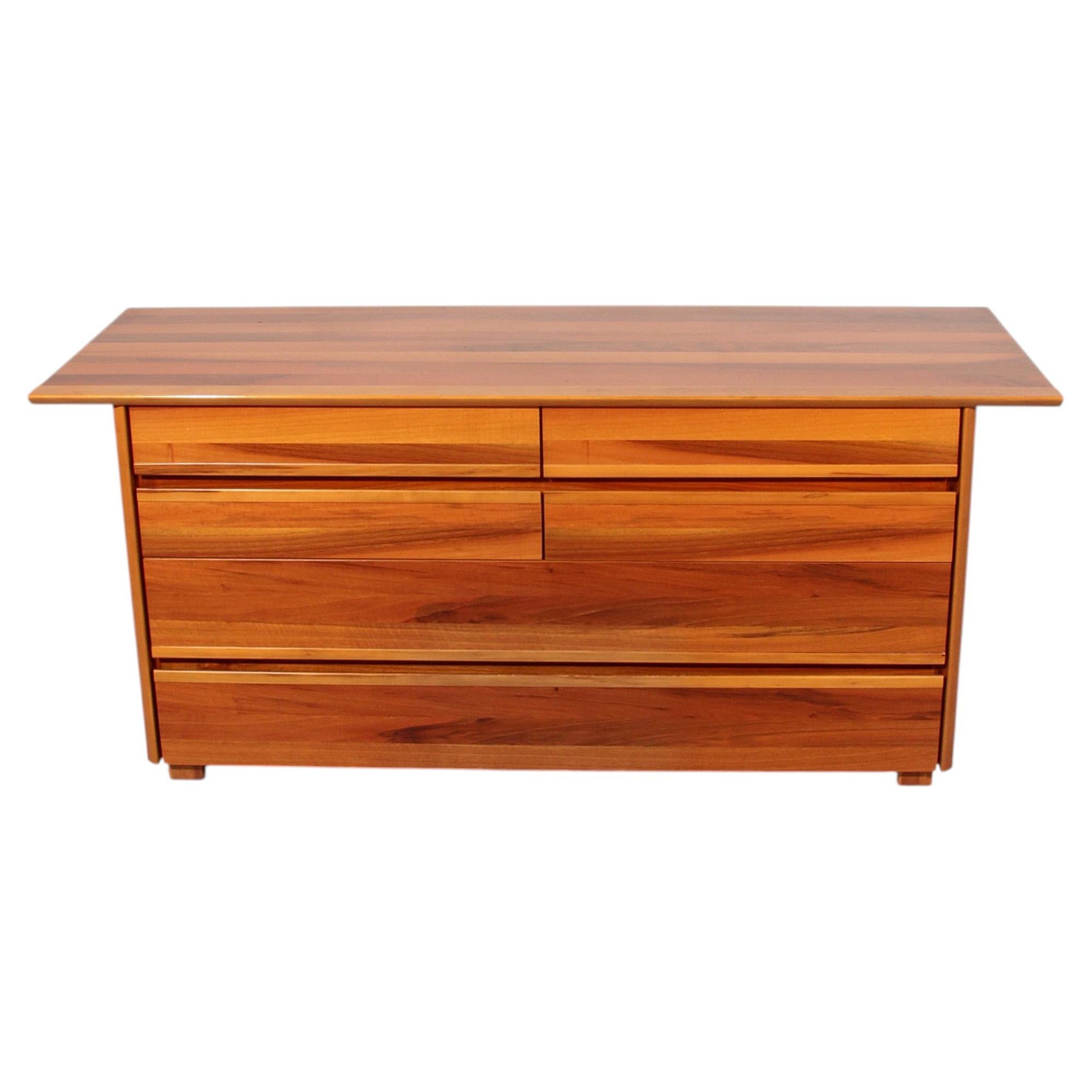 Italian Architectural Chest of Drawers in Walnut 1970 Italy