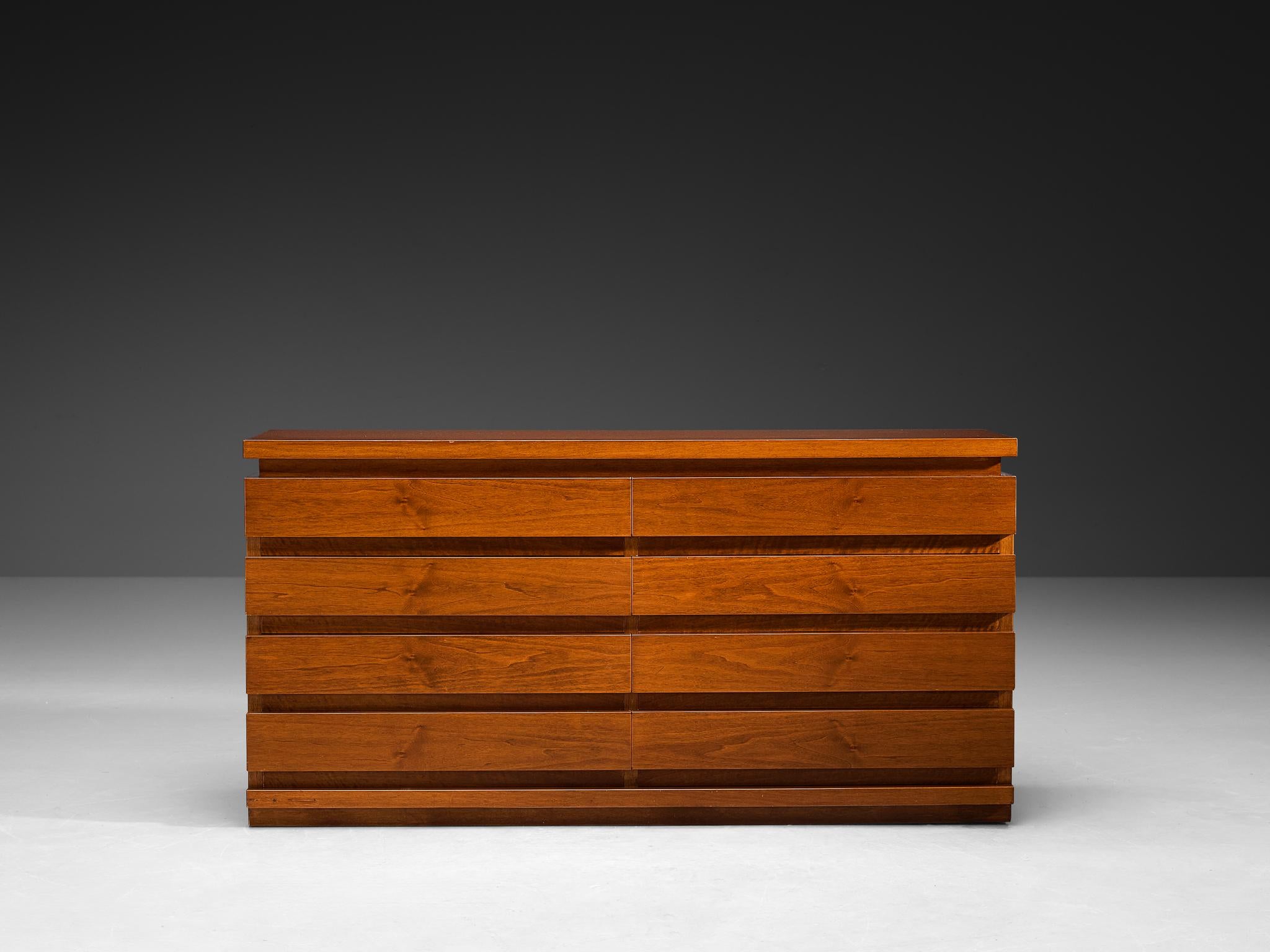 Italian Architectural Chest of Drawers in Walnut For Sale 1