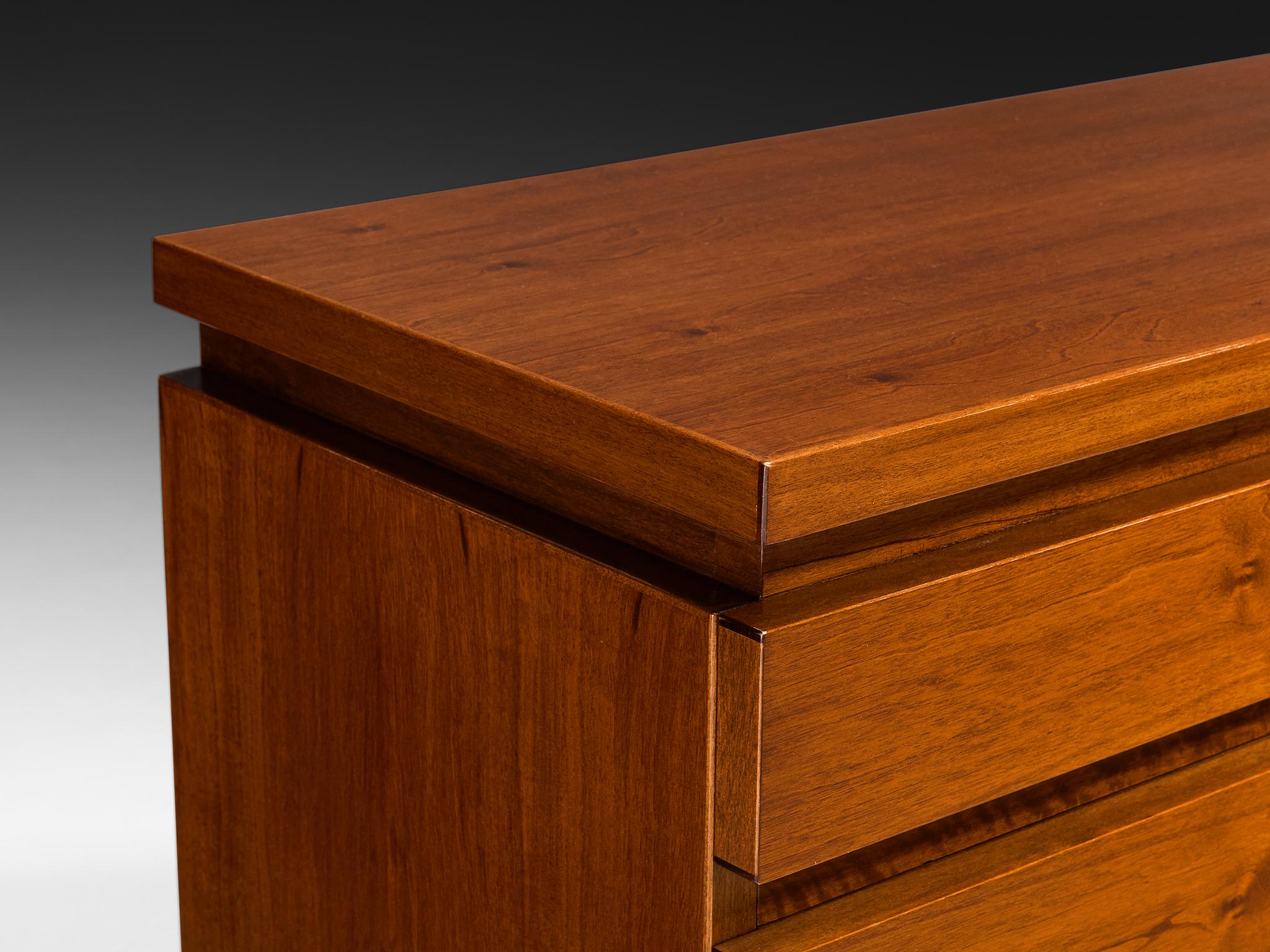 Italian Architectural Chest of Drawers in Walnut For Sale 2