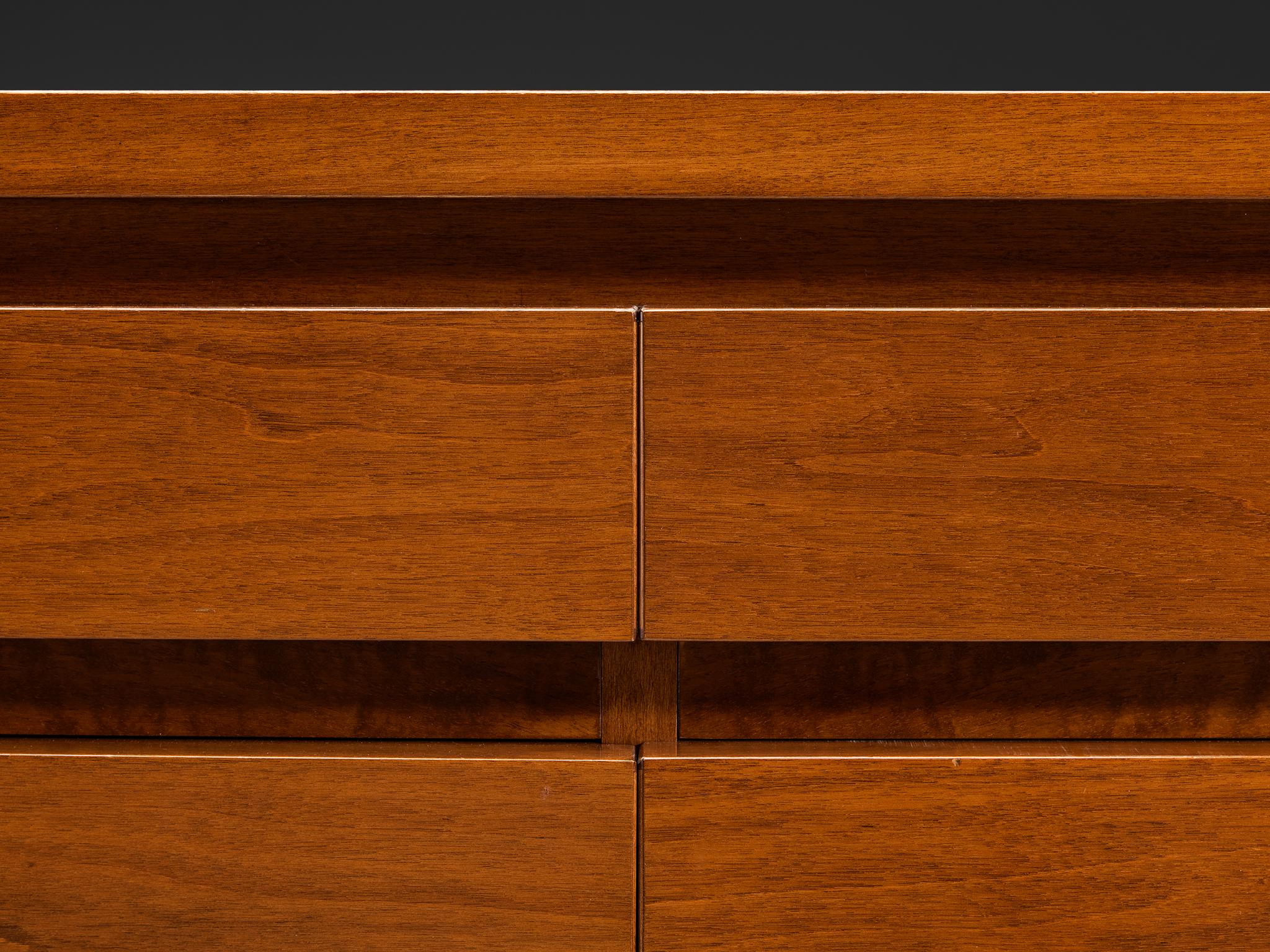 Italian Architectural Chest of Drawers in Walnut For Sale 3