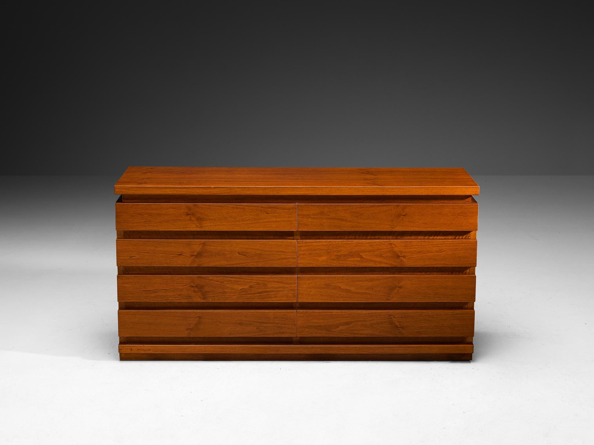 Italian Architectural Chest of Drawers in Walnut For Sale 4