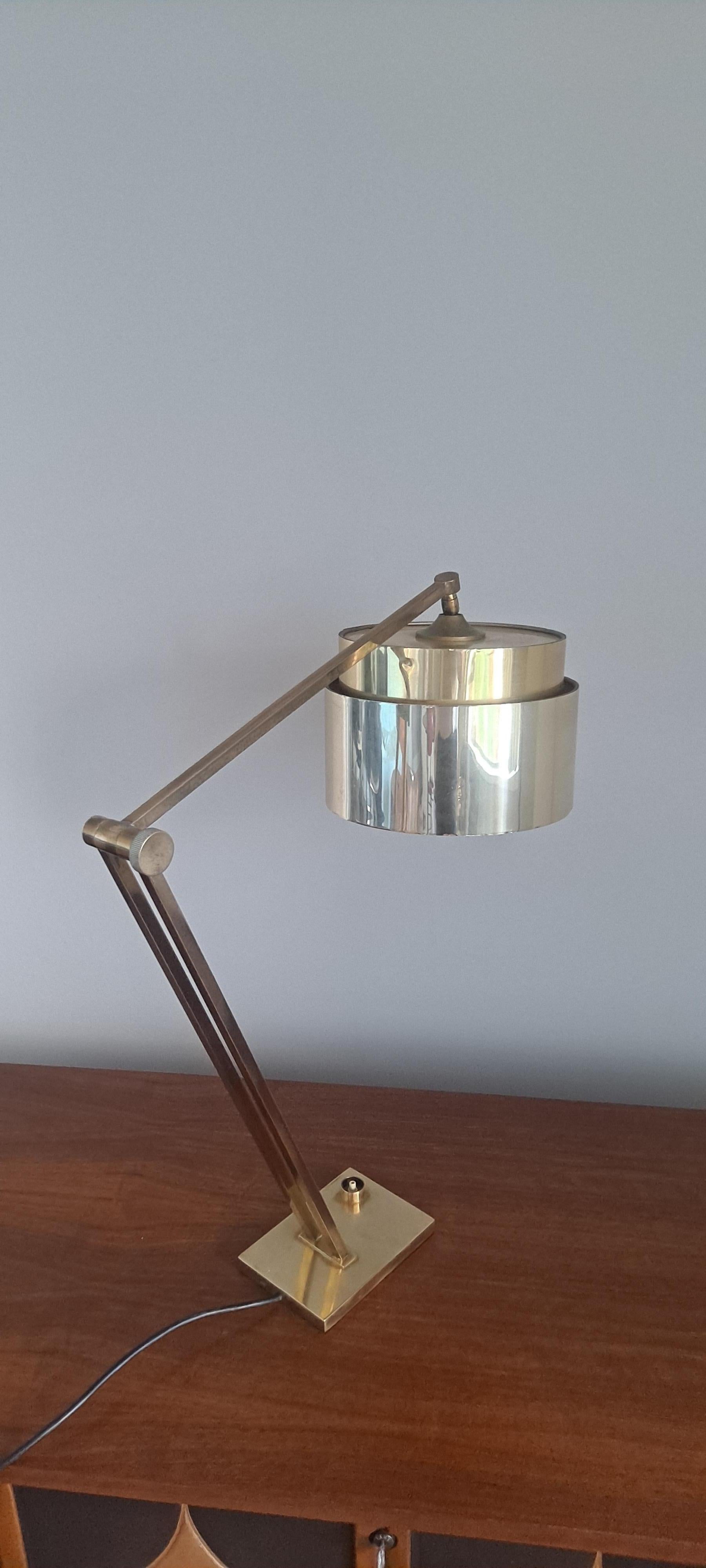 Late 20th Century Italian Architectural Desk Brass Lamp For Sale