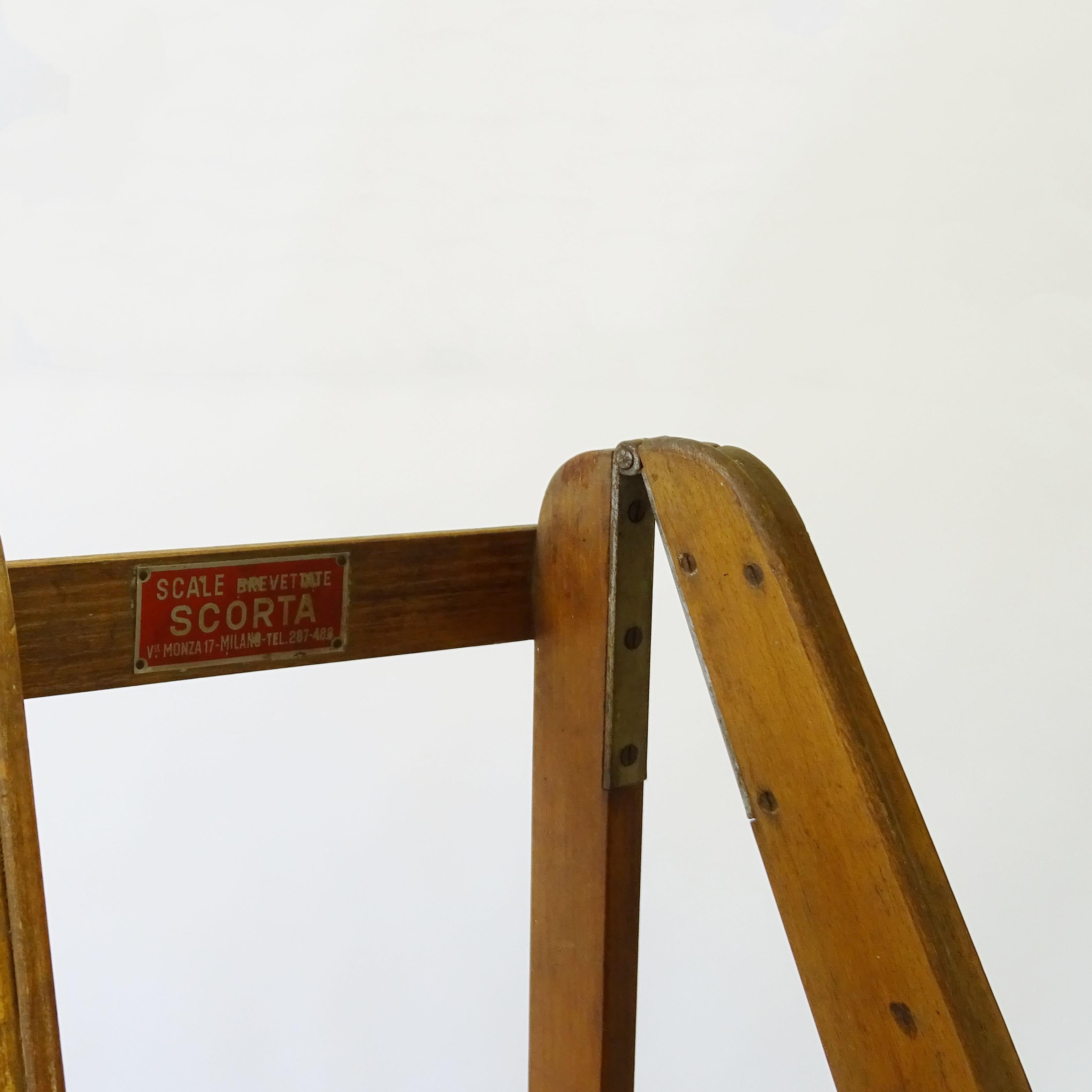 Italian Architectural Free Standing Library Ladder, 1950s 2