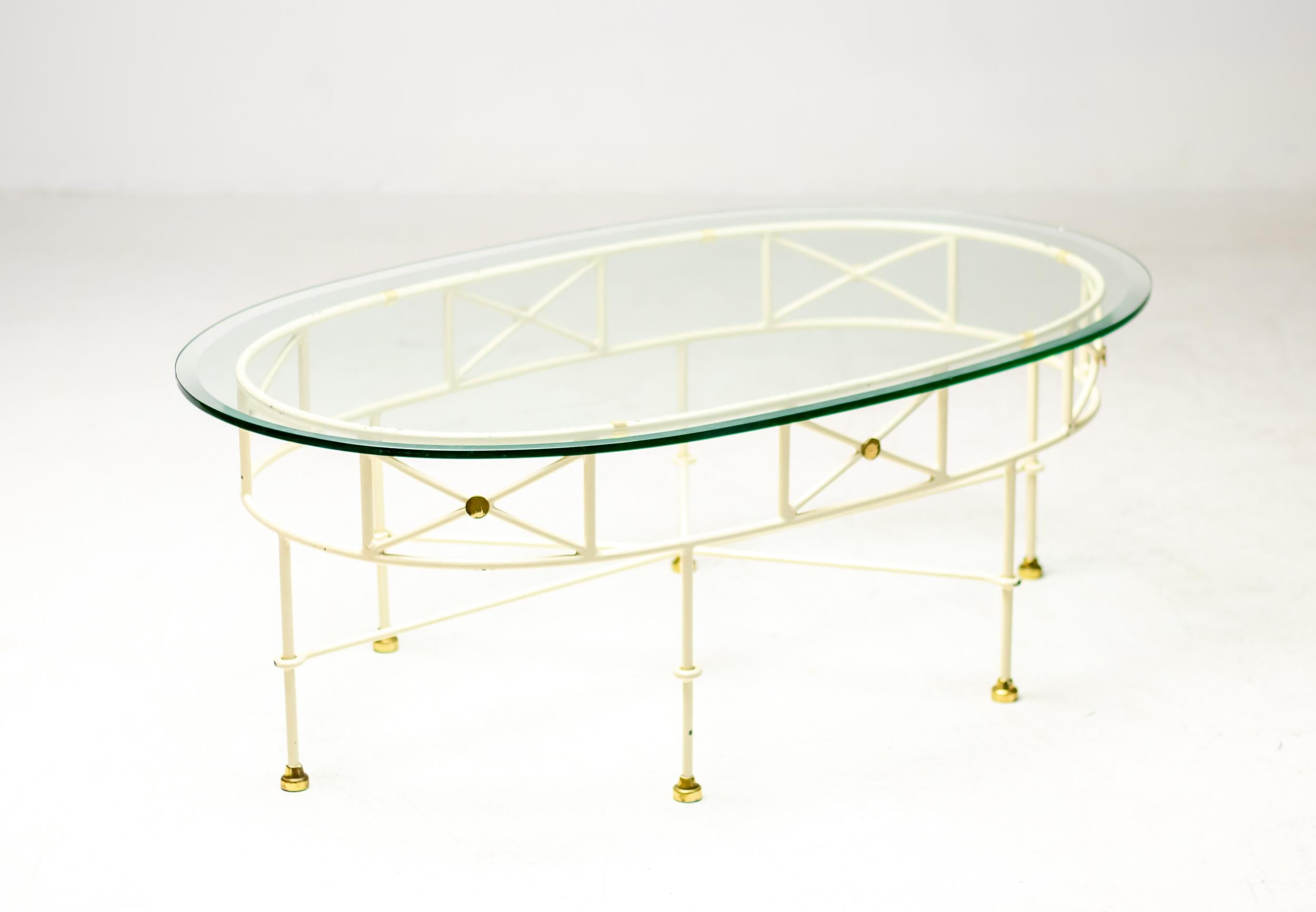 Laiton Table basse italienne en verre architectural en vente