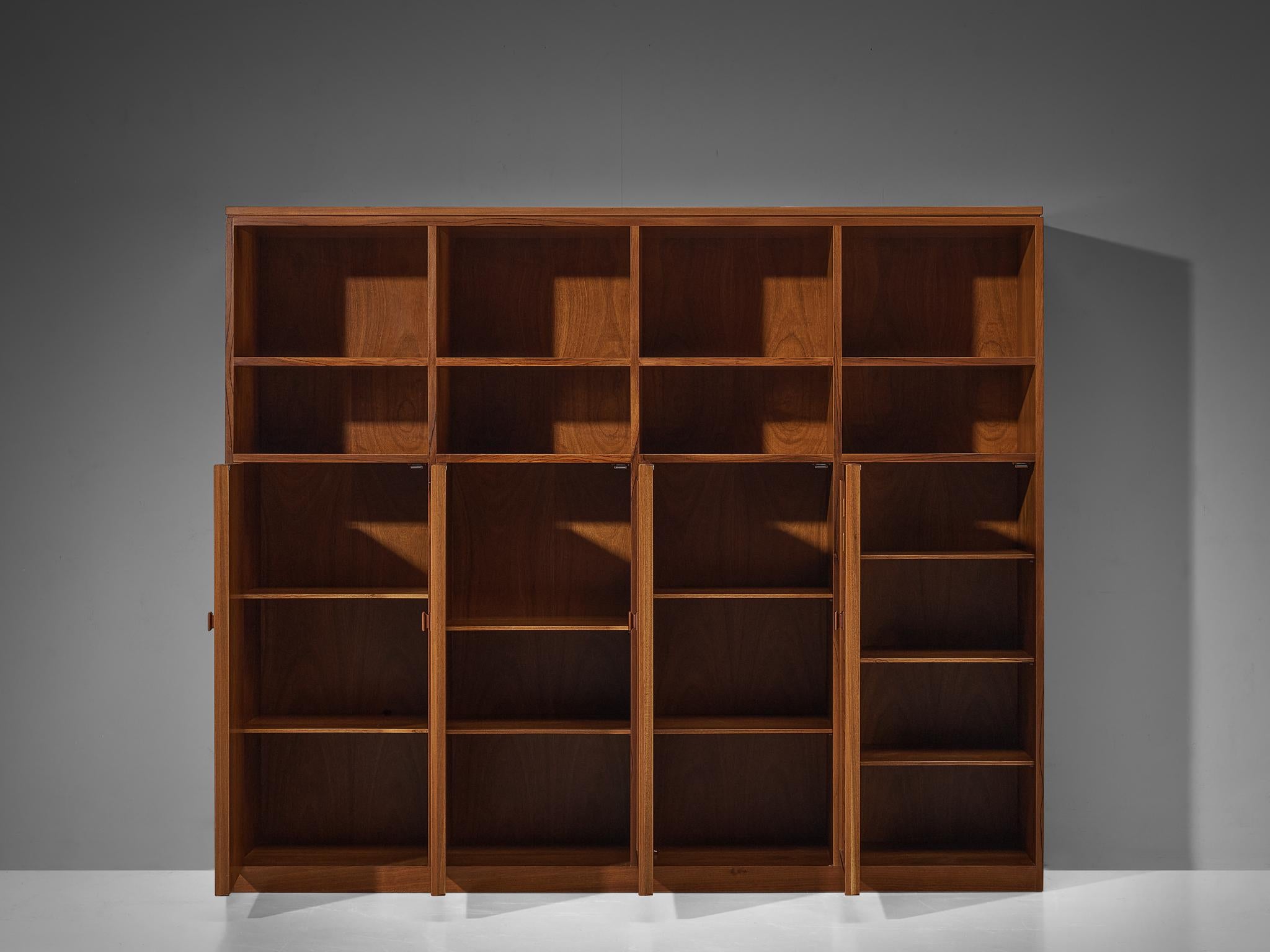 Italian Architectural Grid-Structured Higboard or Bookcase in Walnut For Sale 8