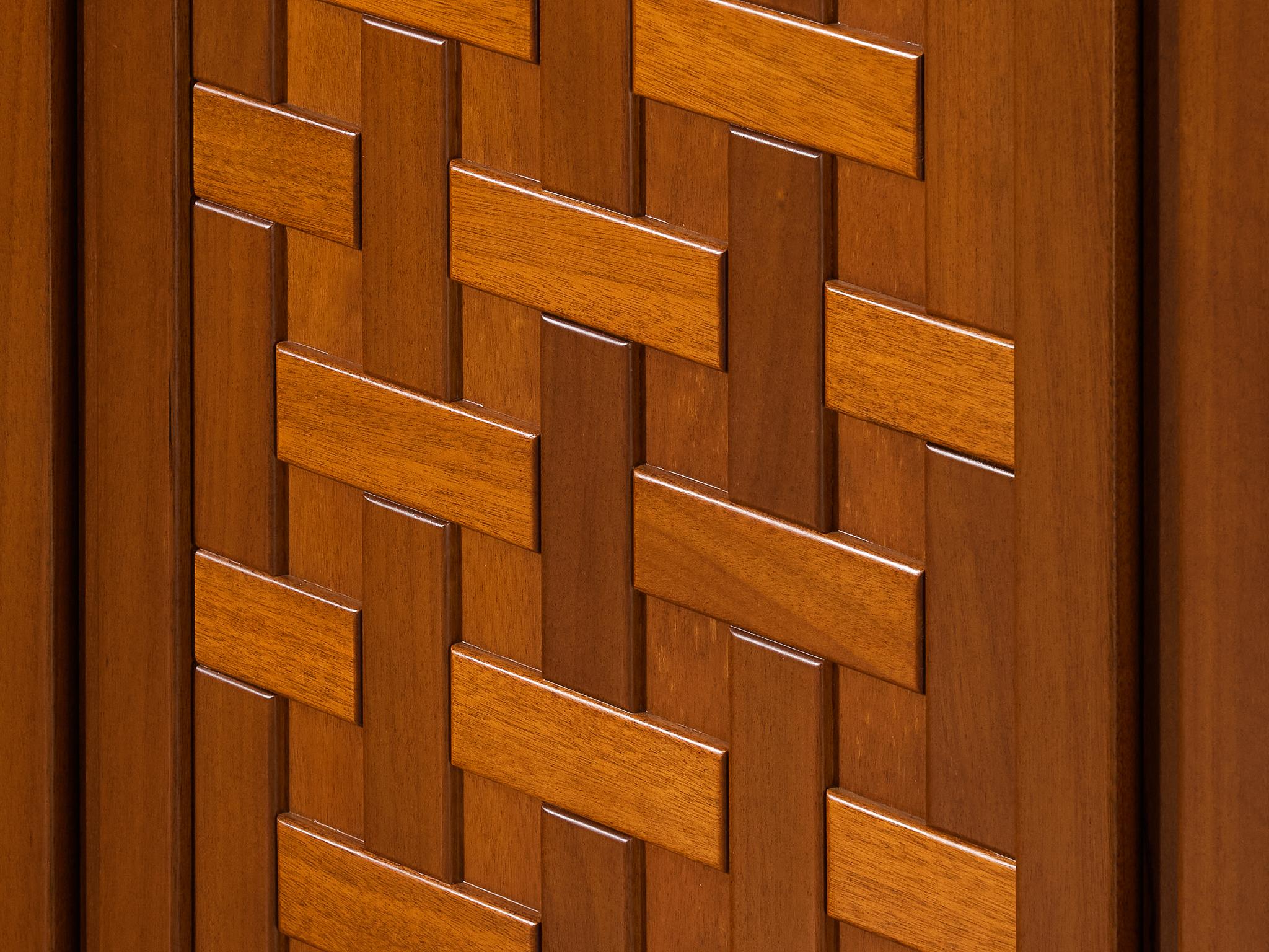 Post-Modern Italian Architectural Grid-Structured Higboard or Bookcase in Walnut For Sale