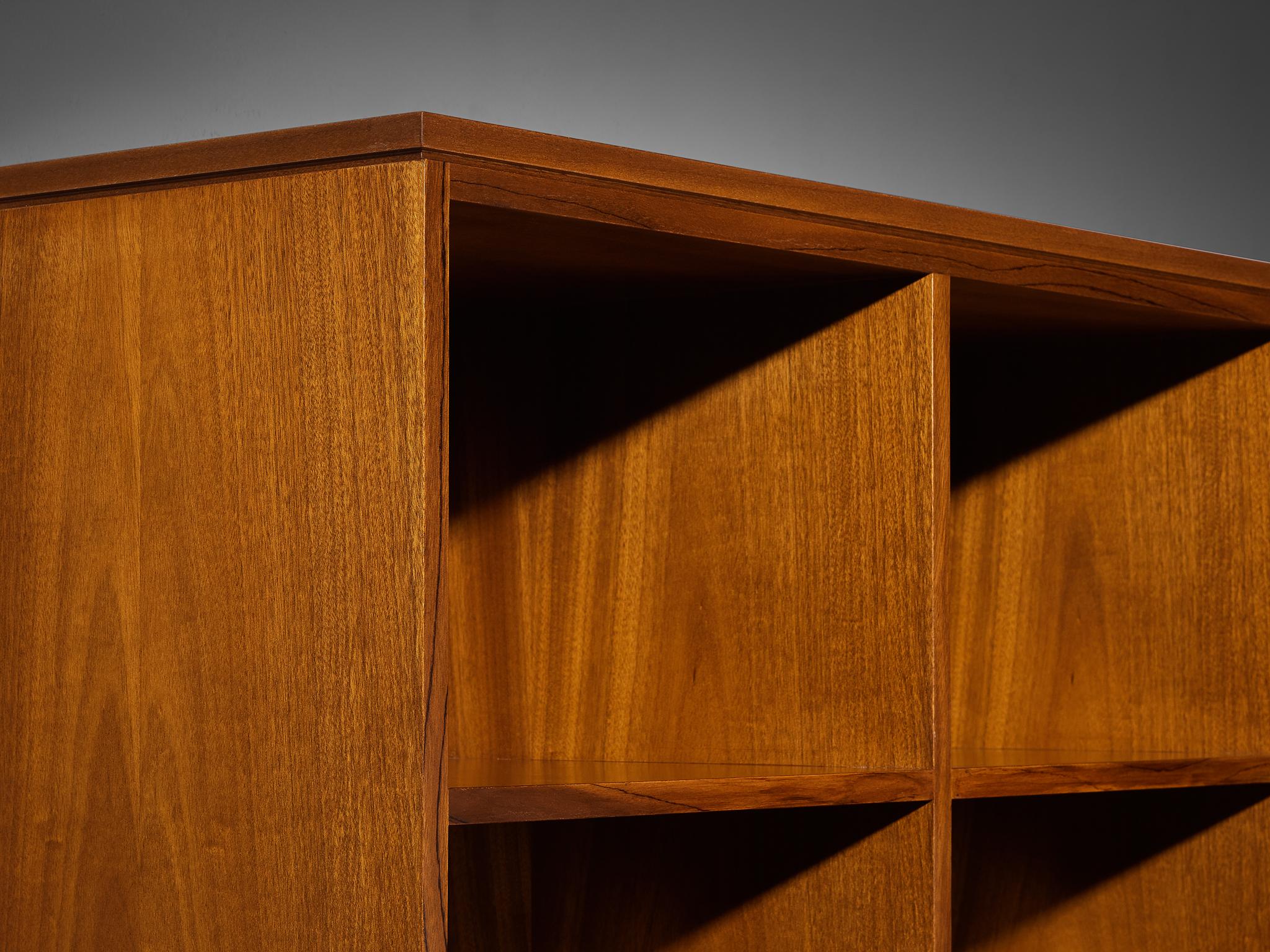 Late 20th Century Italian Architectural Grid-Structured Higboard or Bookcase in Walnut For Sale