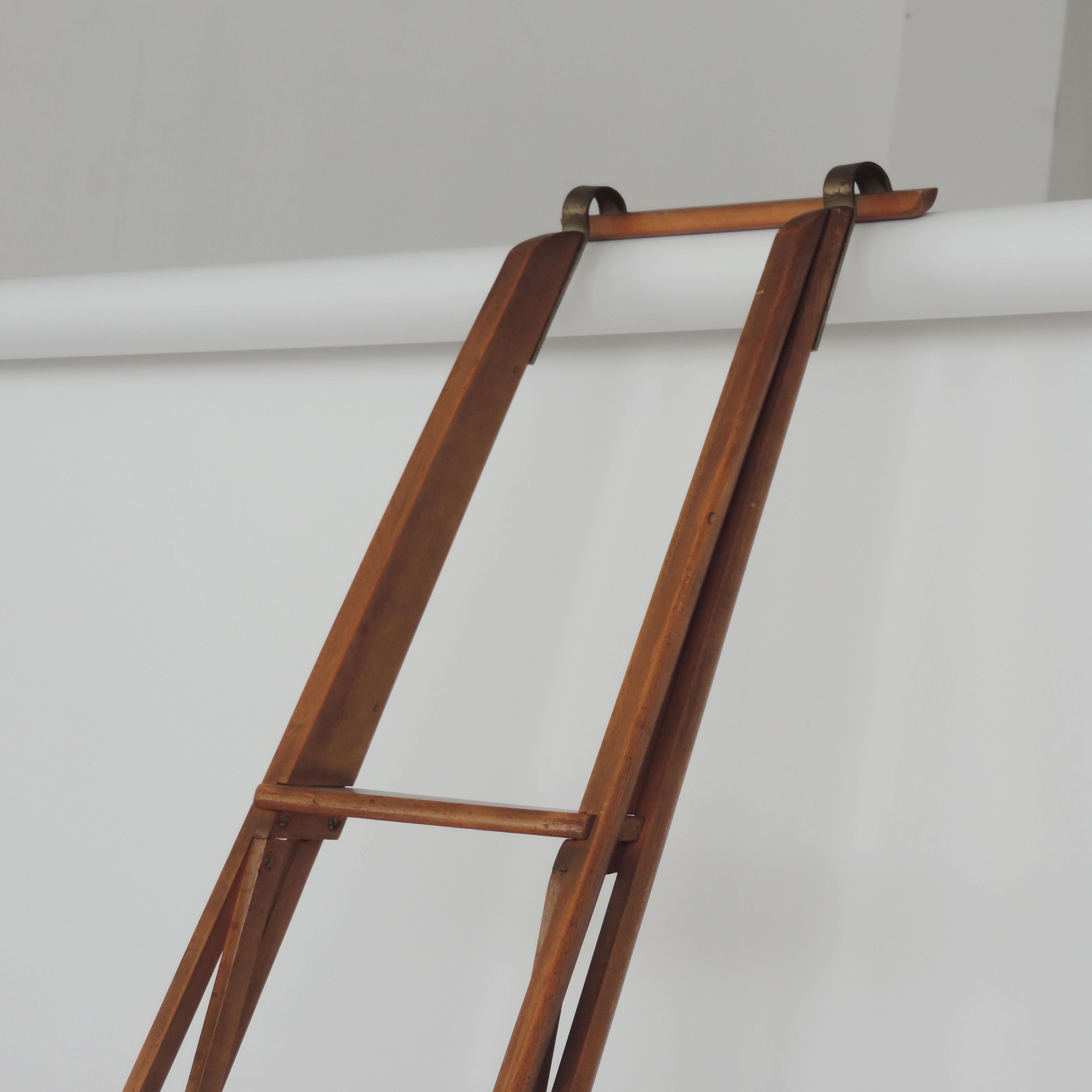 Italian Architectural Library Ladder Attributed to Franco Albini, 1950s In Good Condition In Milan, IT