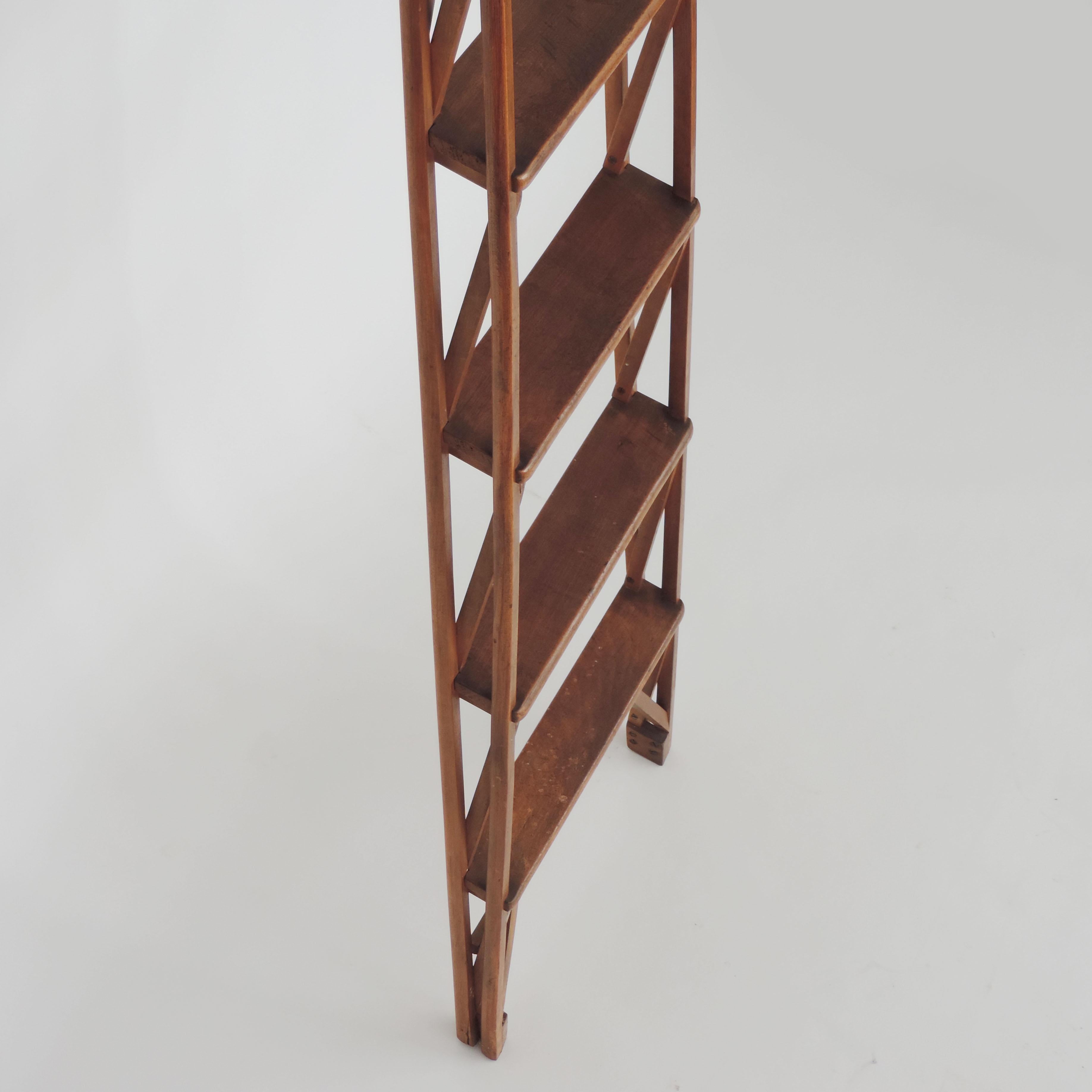 Wood Italian Architectural Library Ladder Attributed to Franco Albini, 1950s