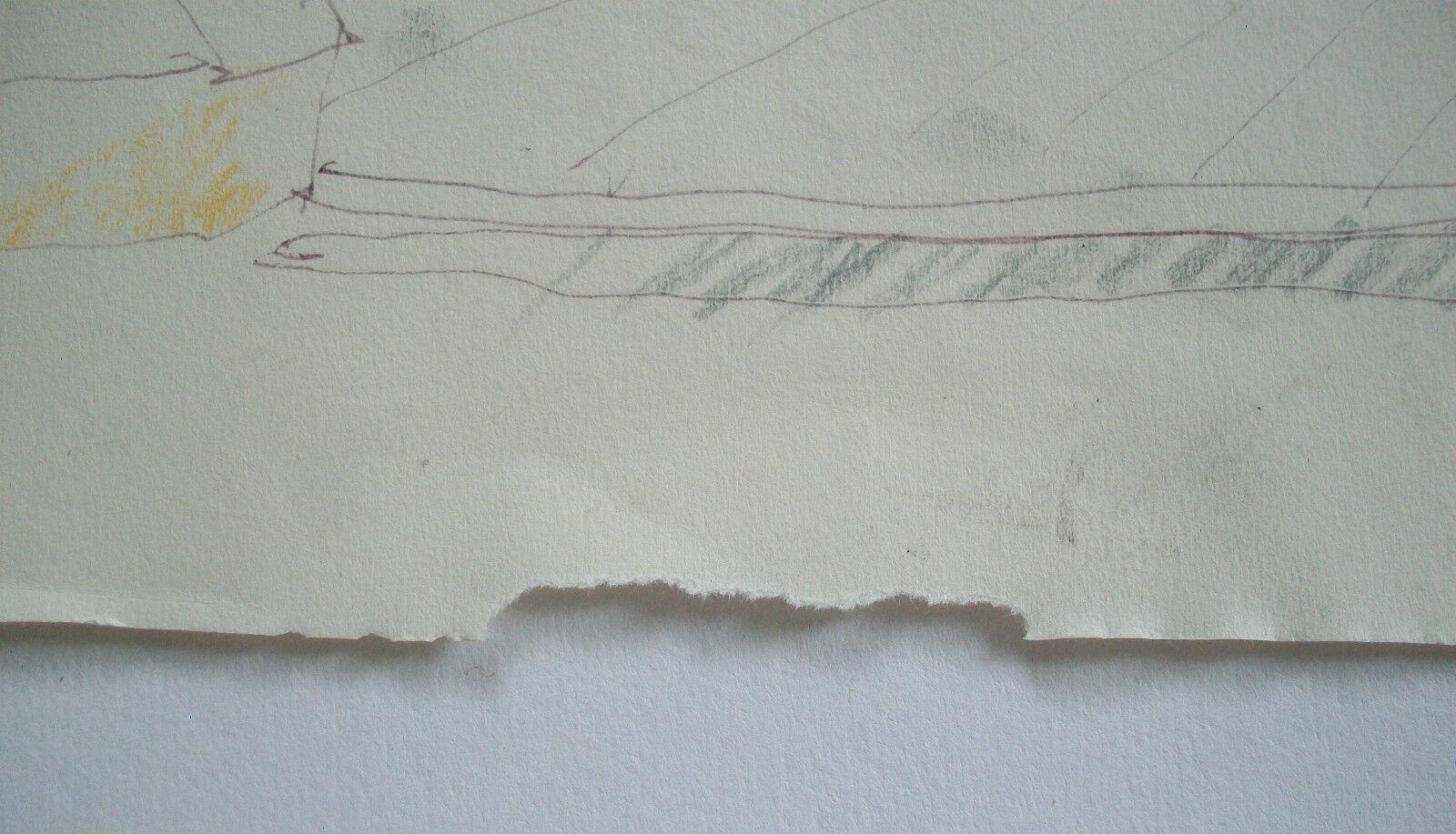 Italienische architektonische Mixed-Media-Zeichnung in Mischtechnik auf Papier - signiert - ungerahmt - ca. 1984 im Angebot 3