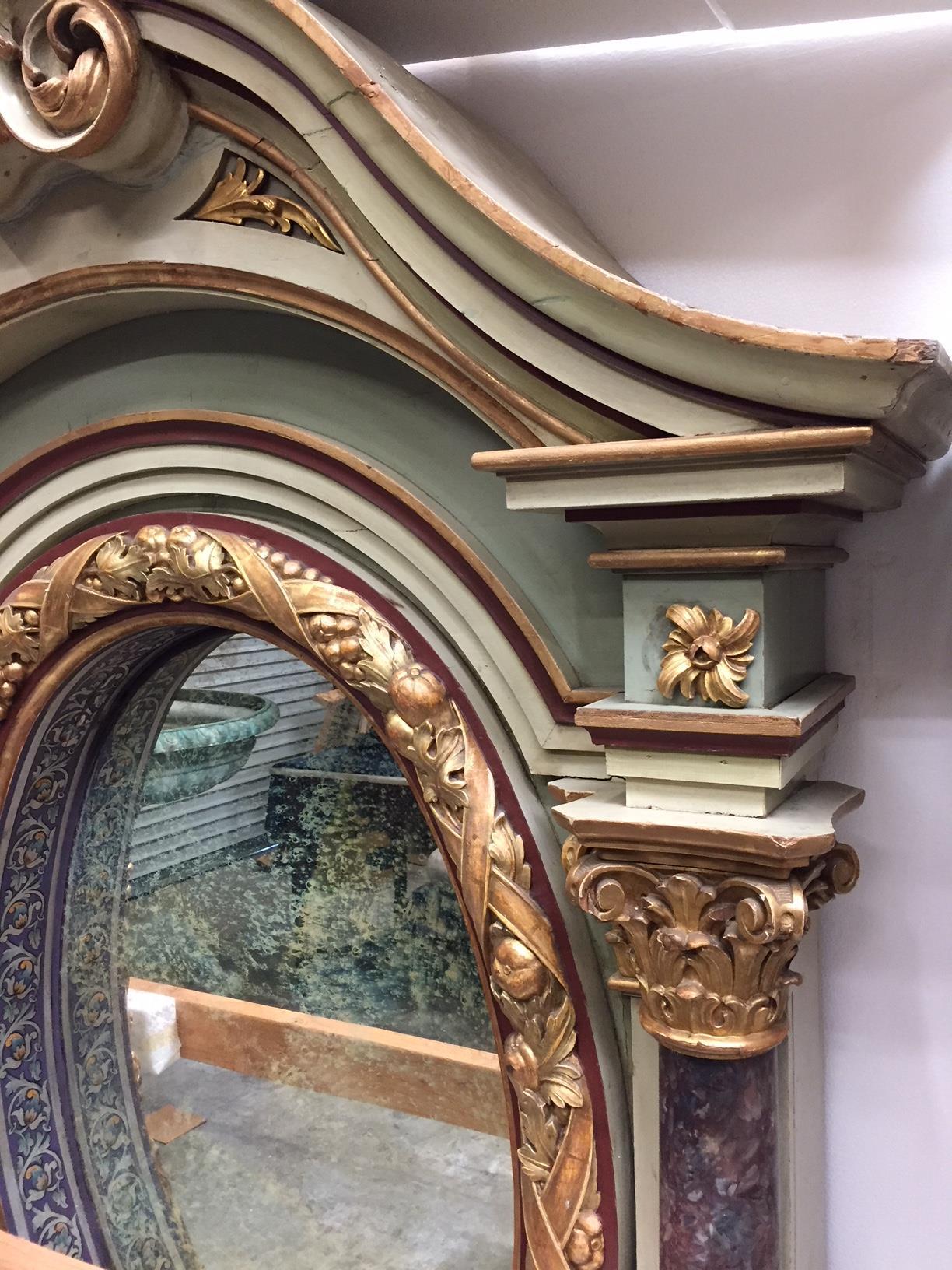 Marbre Miroir de cheminée italien peint sur toile, XIXe siècle en vente