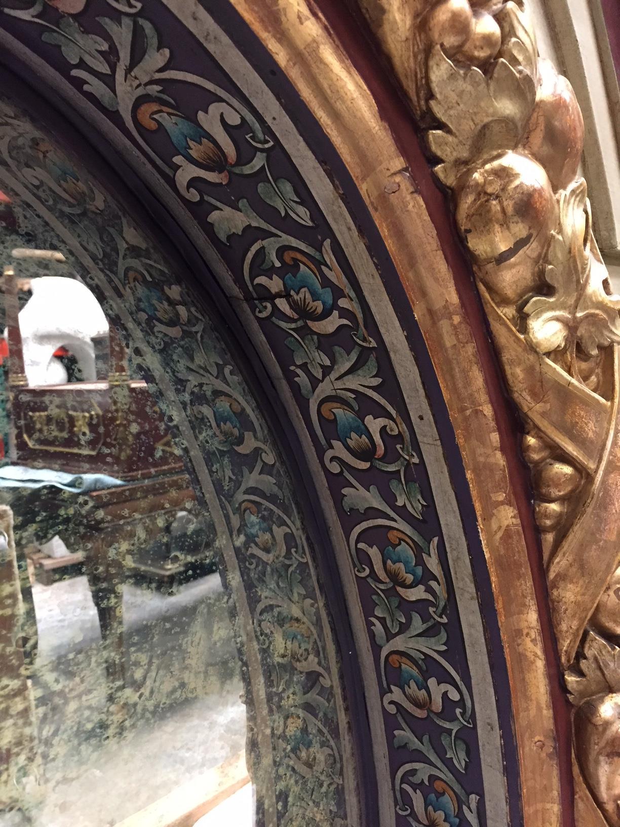 Miroir de cheminée italien peint sur toile, XIXe siècle en vente 2
