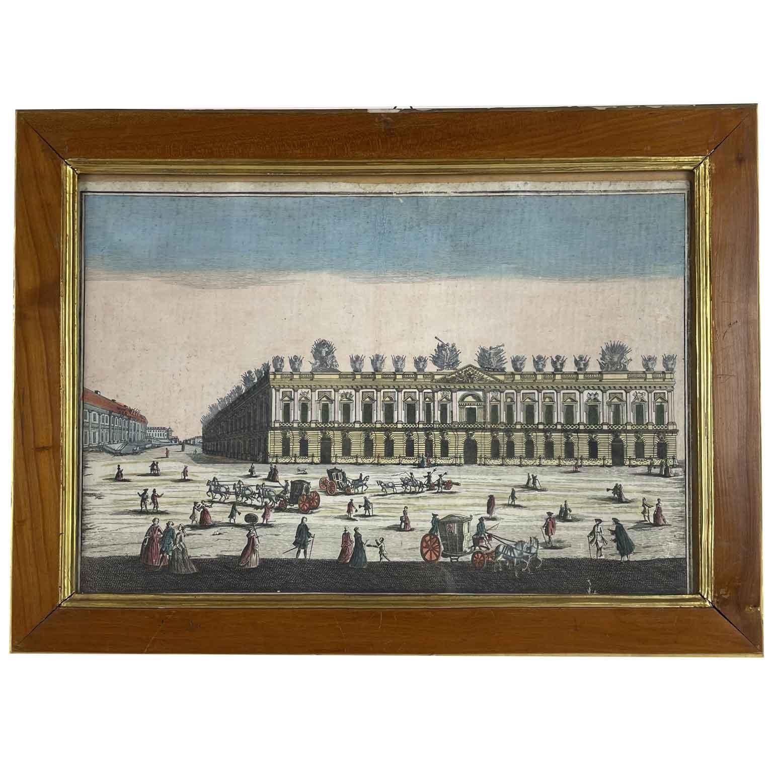Hand-Painted Set of Four Grand Tour Etchings Italian Architectural Views Remondini circa 1770 For Sale